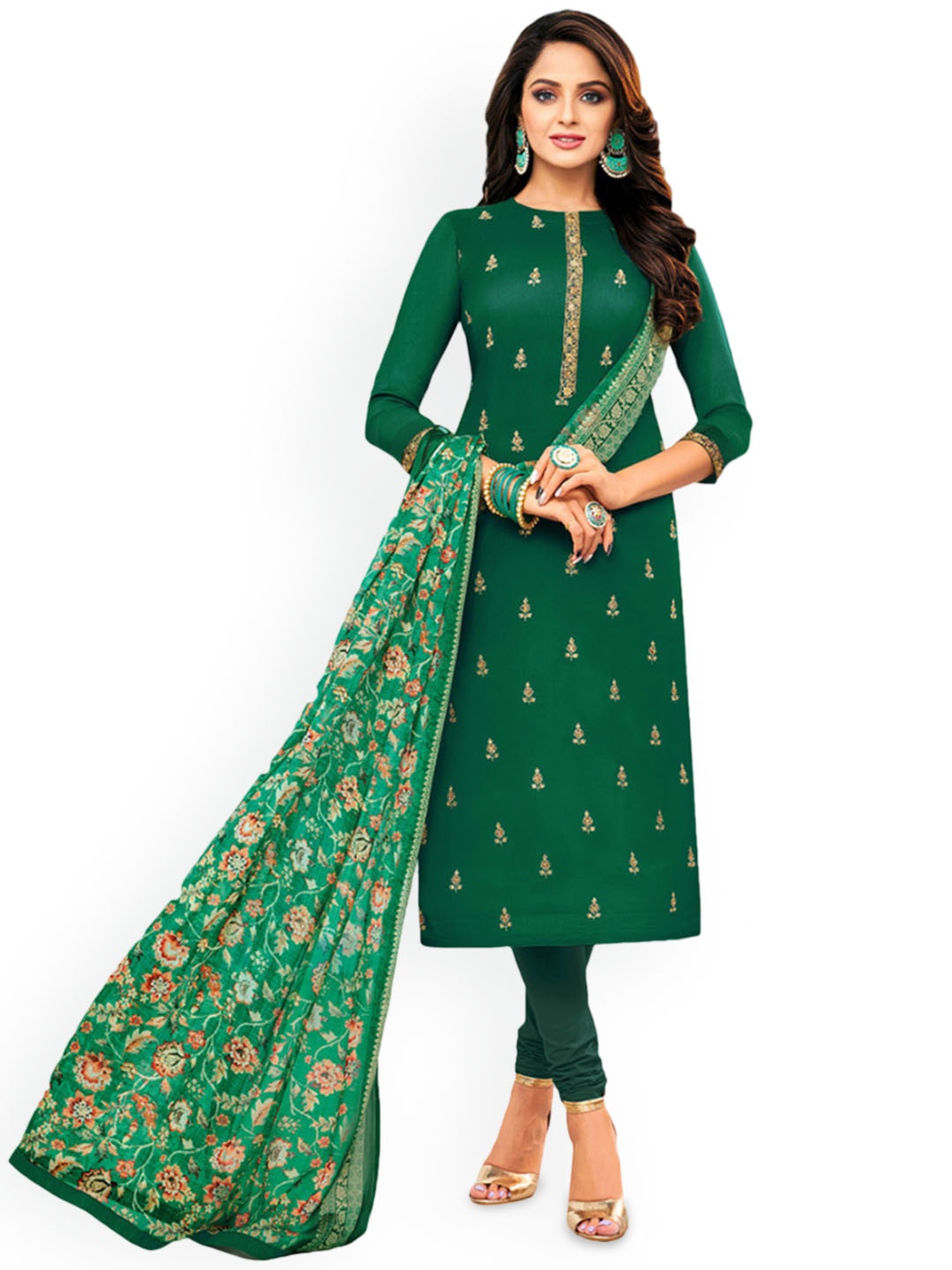 

Maroosh Ethnic Motifs Embroidered Unstitched Dress Material, Green