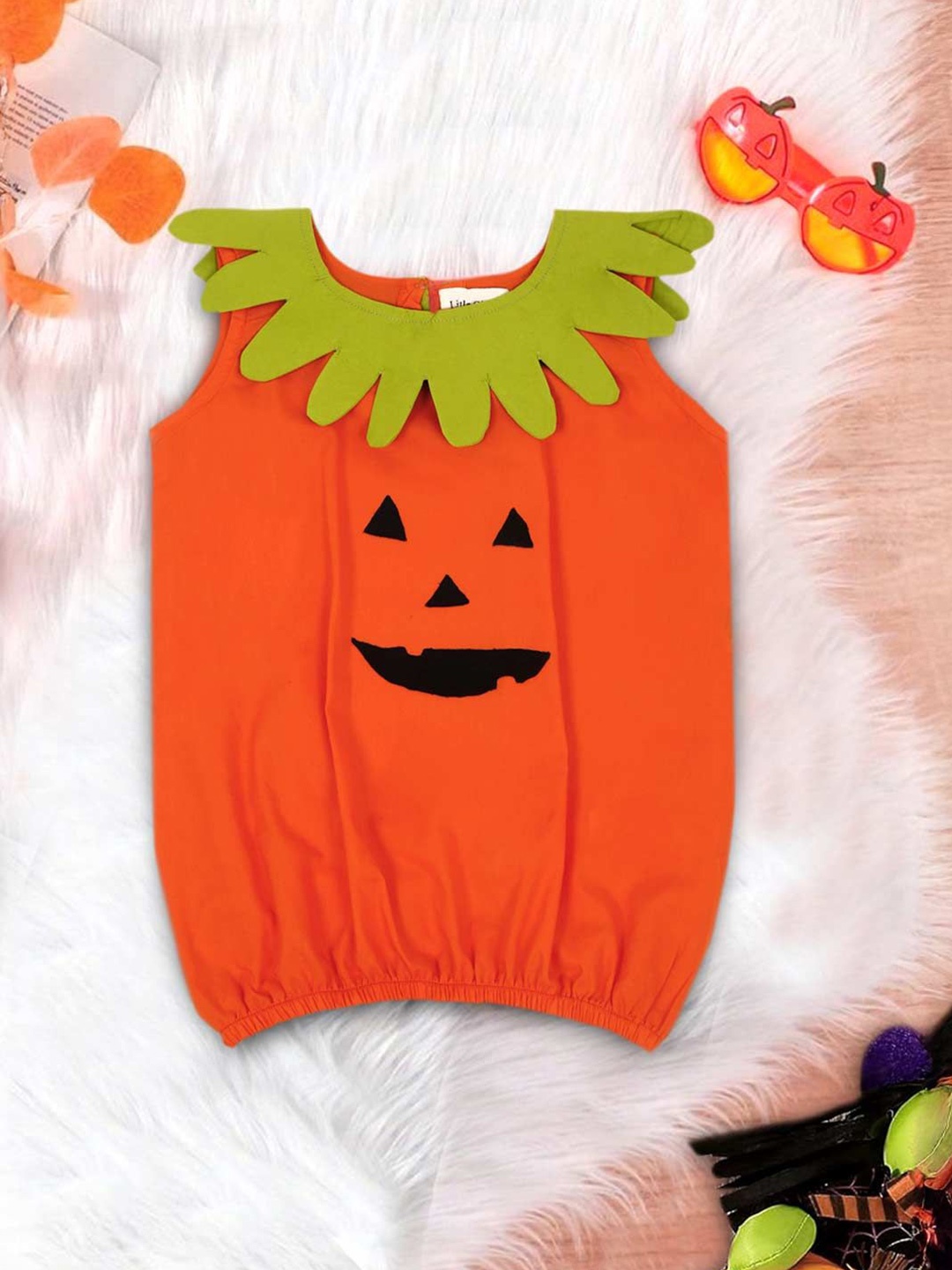 

LITTLE GINNIE Kids Humour and Comic Sheath Dress For Halloween, Orange