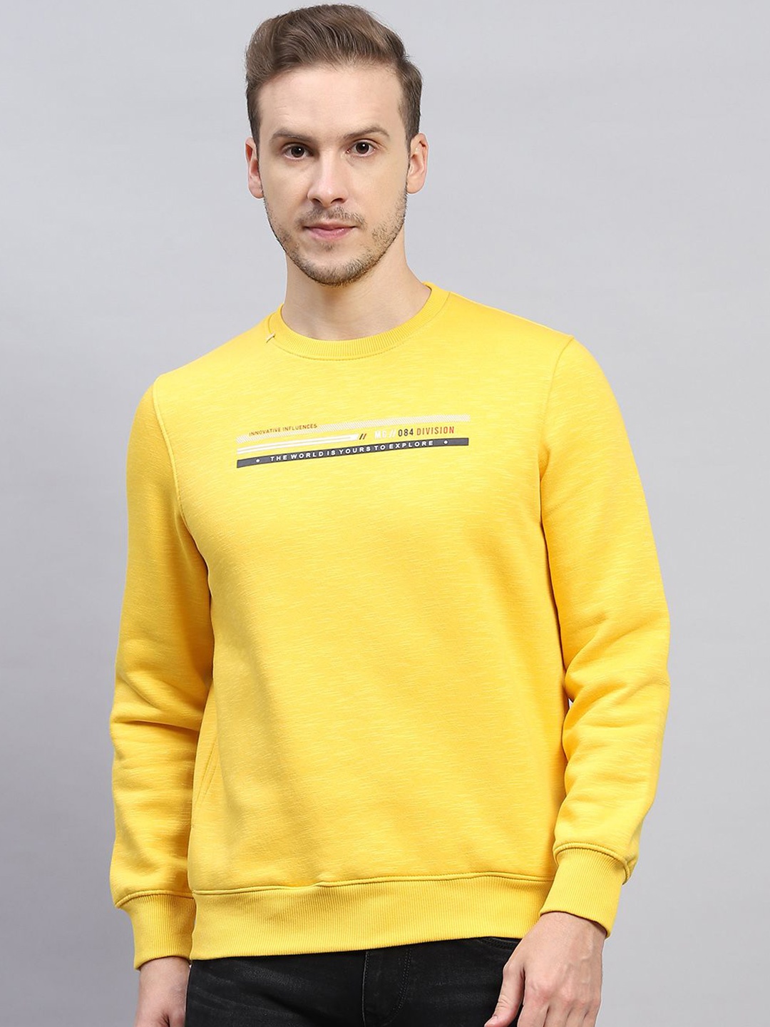 

Monte Carlo Men Printed Cotton Sweatshirt, Yellow