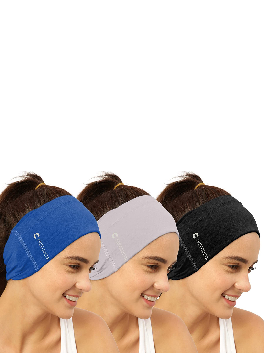 

FREECULTR Unisex Pack Of 3 Printed Anti Microbial Multipurpose Bandana Headband, Black