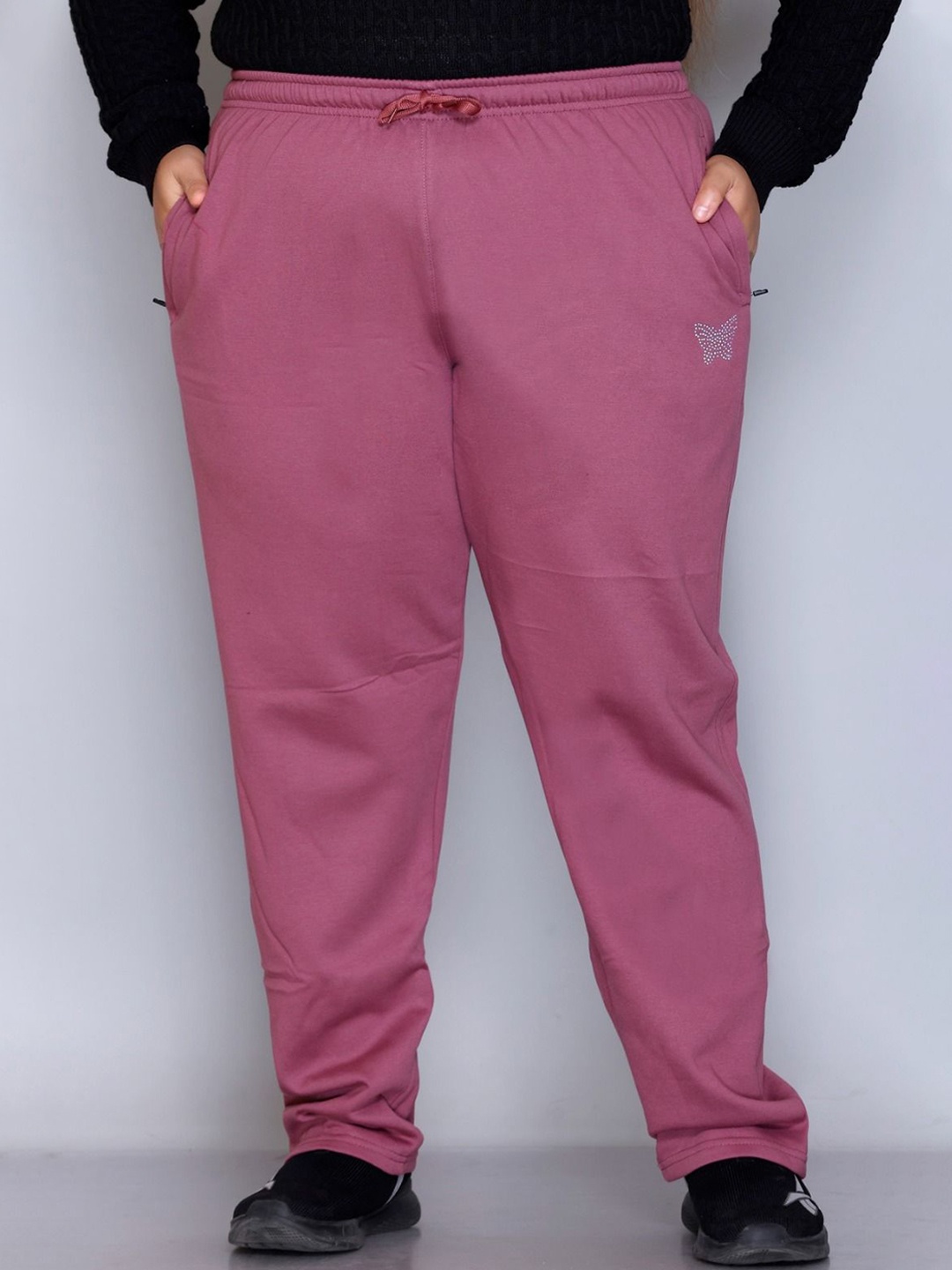 

CUPID Women Plus Size Cotton Fleece Winter Wear Track Pants, Mauve