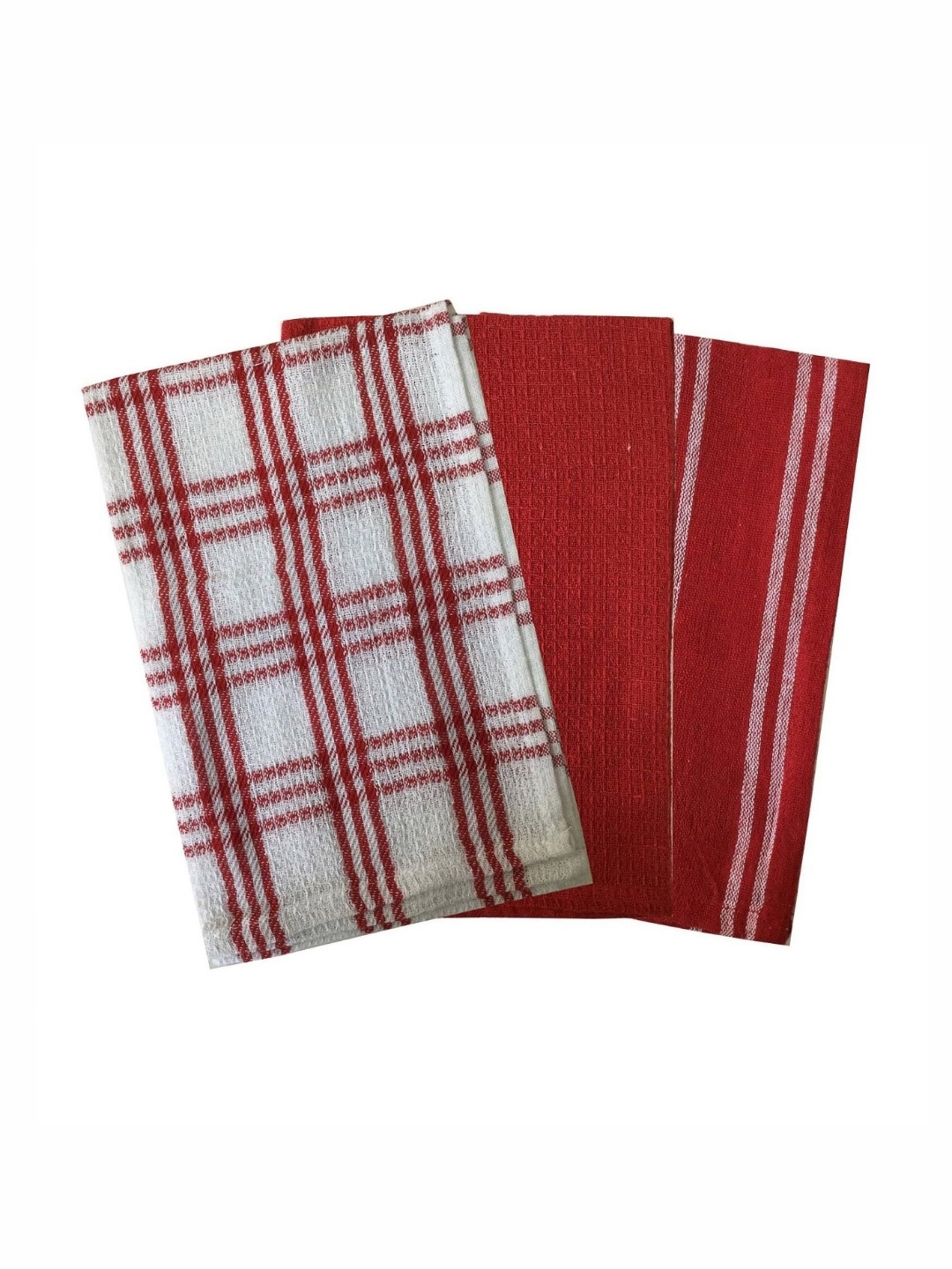 

Lushomes 3 Pieces White & Red Pure Cotton Kitchen Towel