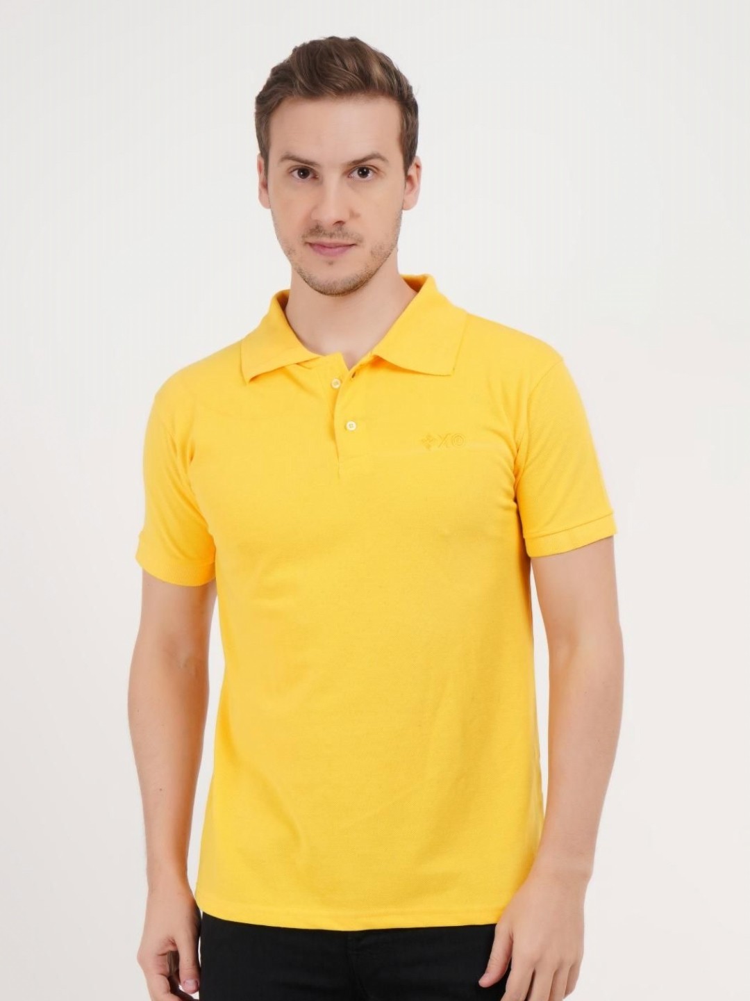 

XO Celebrating Love Men Solid Polo Collar Cotton T-shirt, Yellow