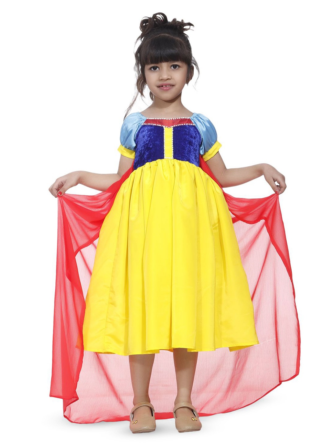 

Wish little kids - Girls Satin Fit - Flare Midi Dress, Multi