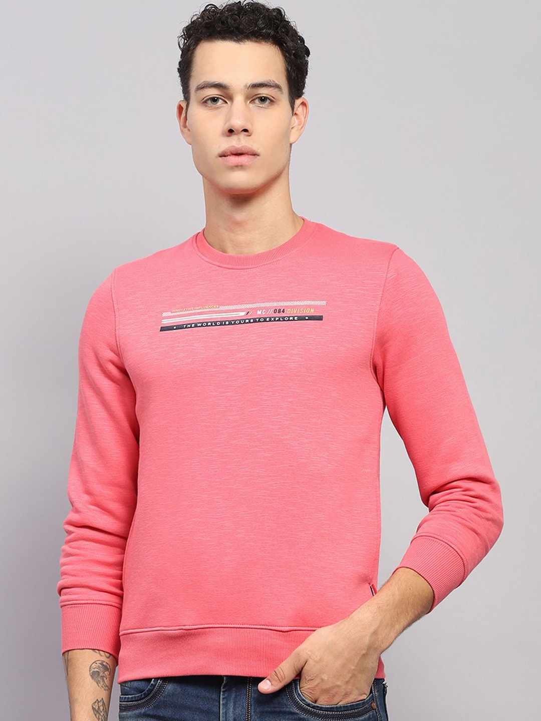 

Monte Carlo Men Printed Cotton Sweatshirt, Pink
