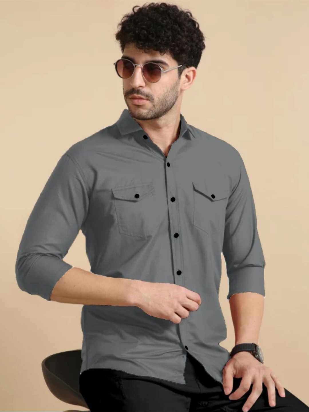 

AIA.FAB Men Comfort Opaque Casual Shirt, Grey