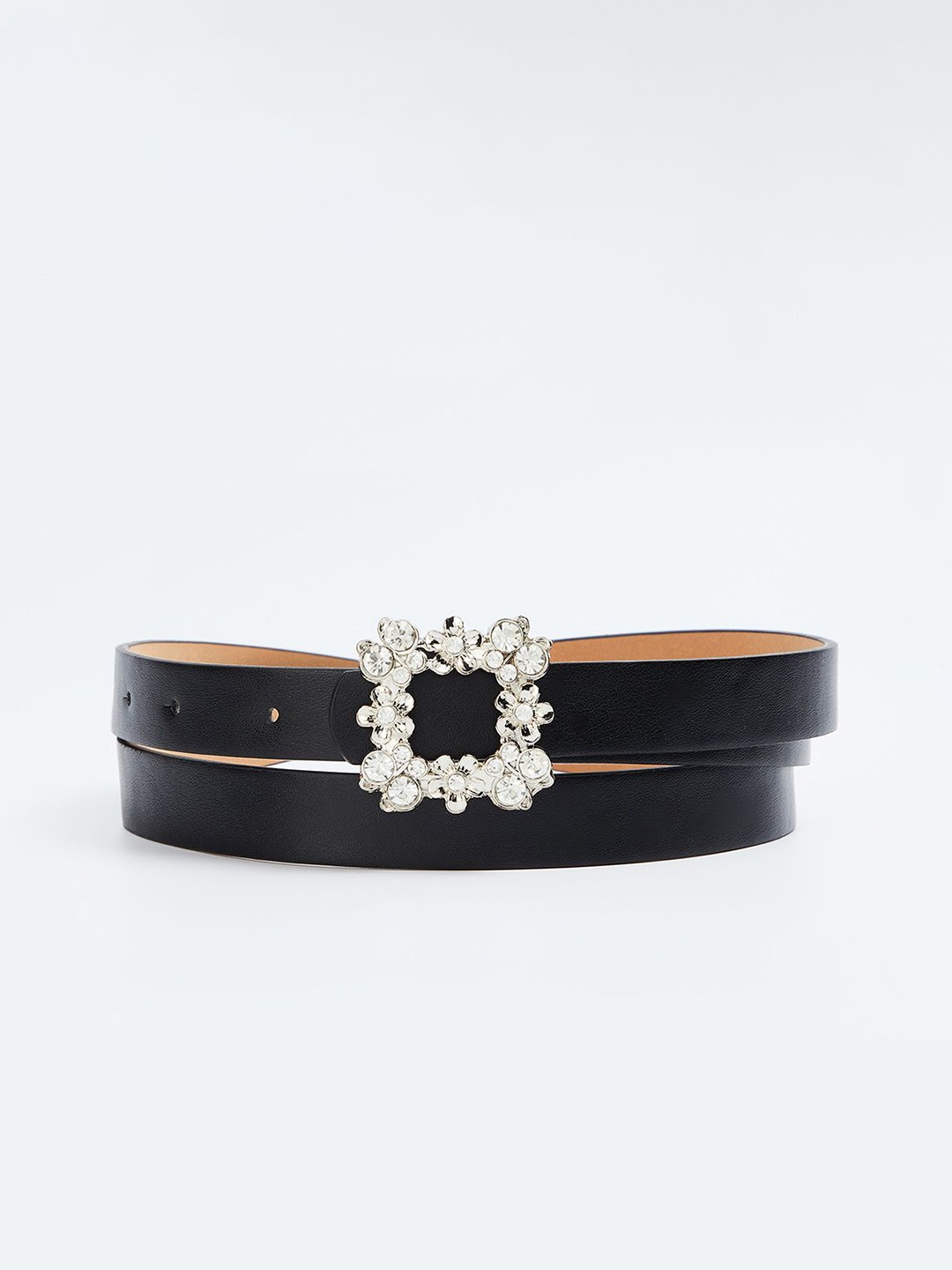 

Ginger by Lifestyle Women Embellished PU Push Pin Belt, Black