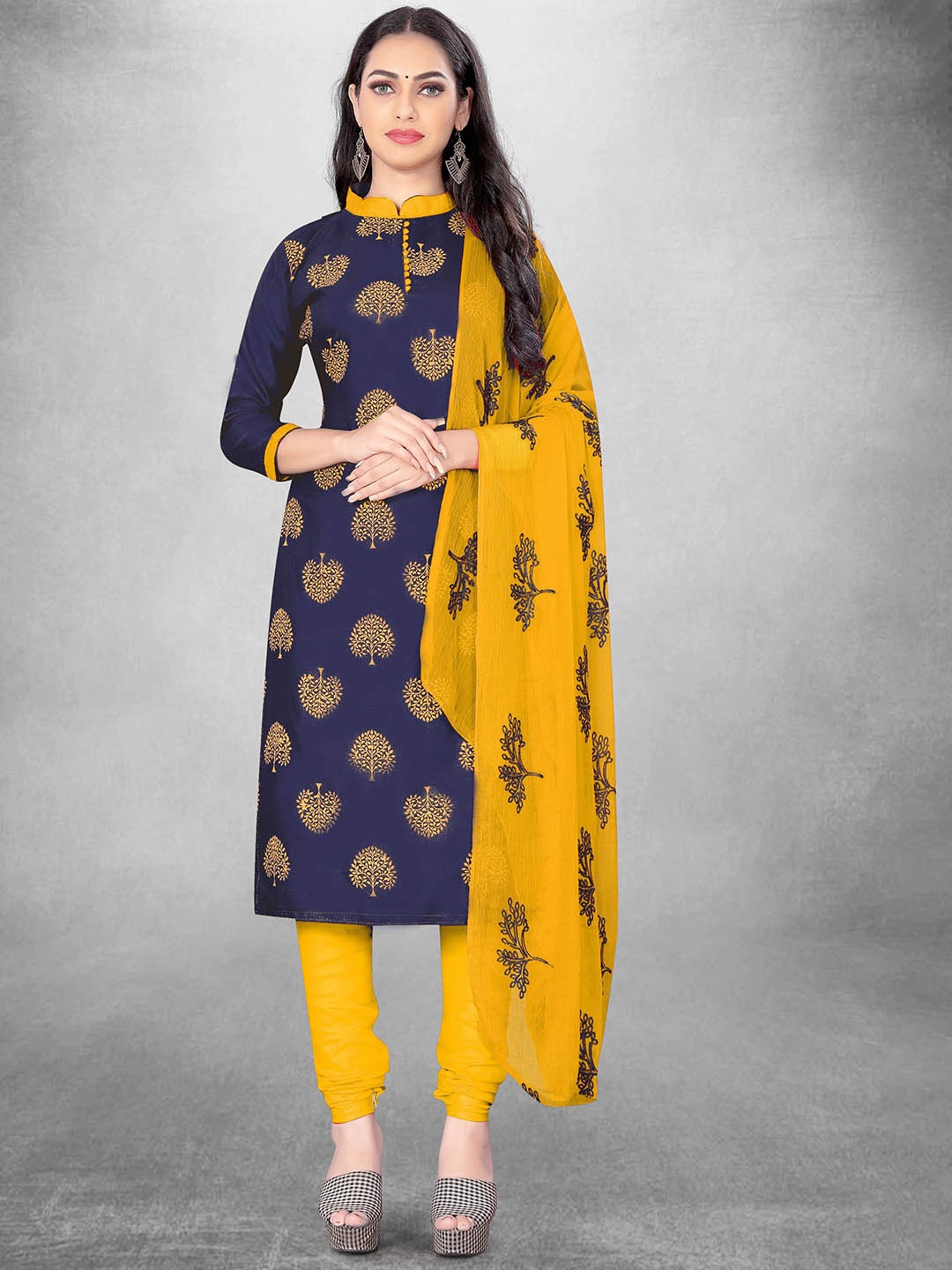 

Maroosh Floral Embroidered Unstitched Dress Material, Blue