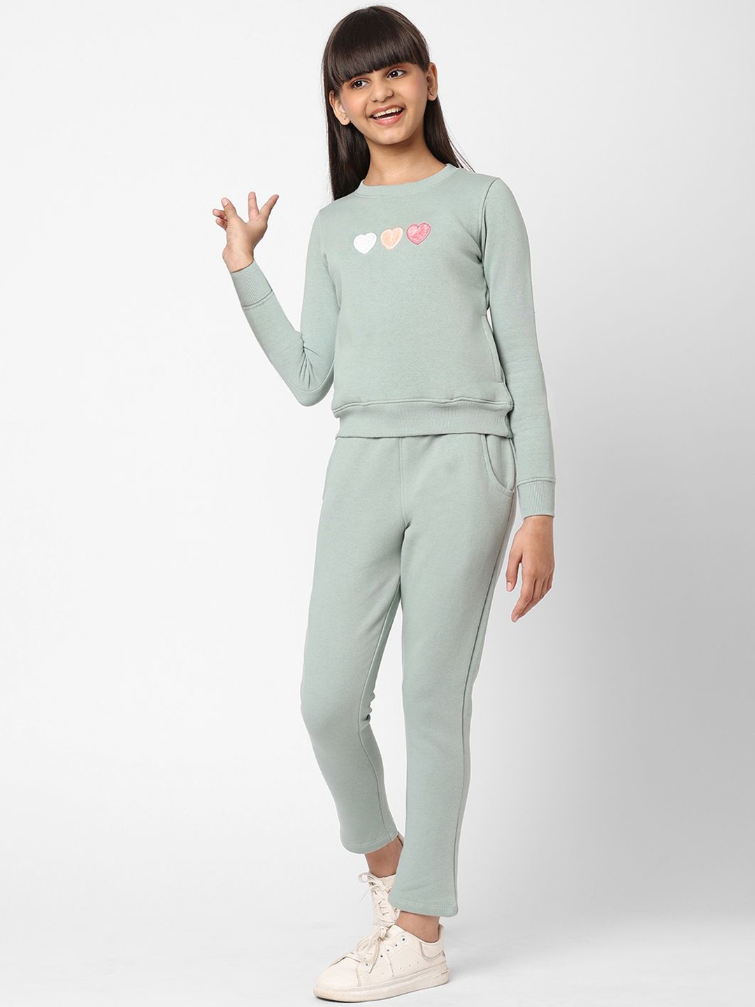 

Sweet Dreams Girls T-Shirt And Trouser Track Suit, Green