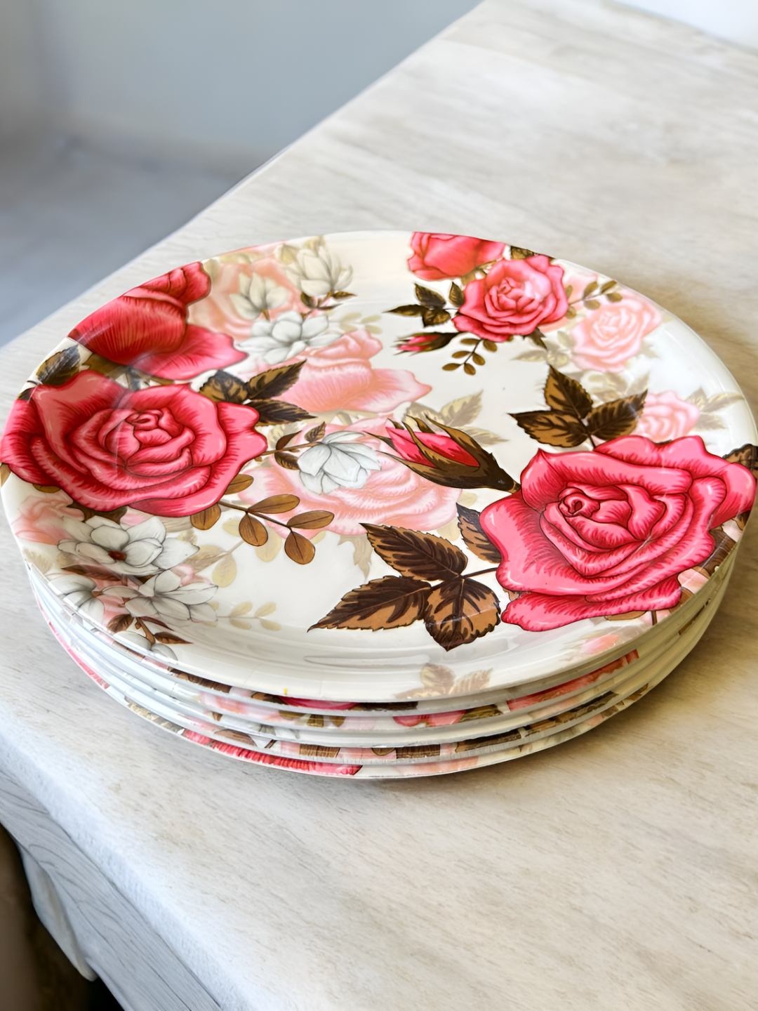 

Gallery99 Pink & White 6 Pieces Floral Printed Melamine Quarter Plates