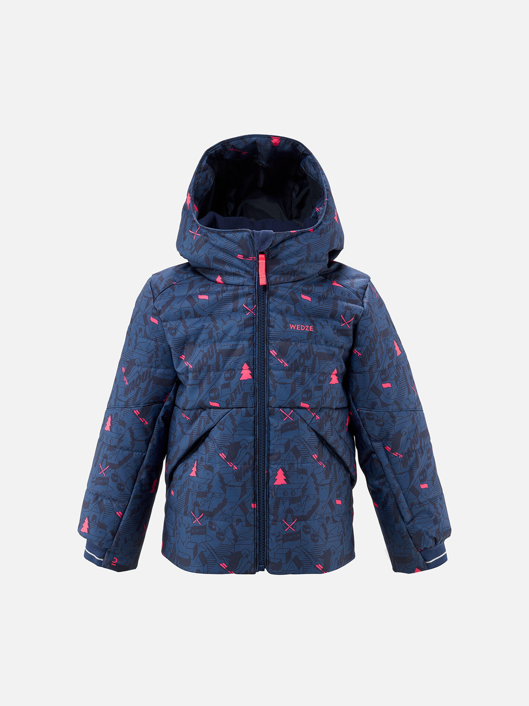 

WEDZE By Decathlon Boys Hooded Typography Printed Sports Padded Jacket, Blue