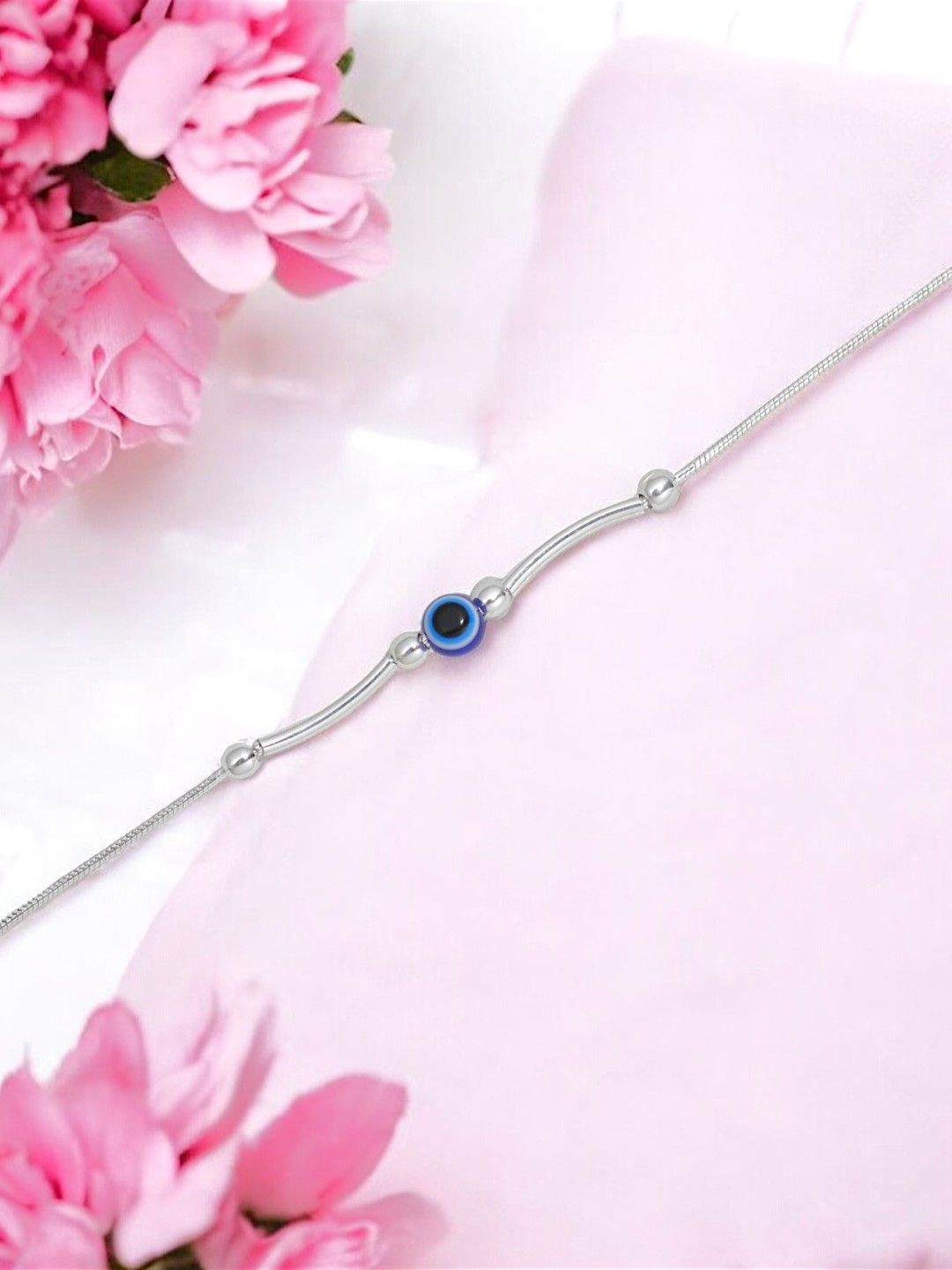 

Taraash 925 Sterling Silver Evil Eye Adjustable Link Bracelet