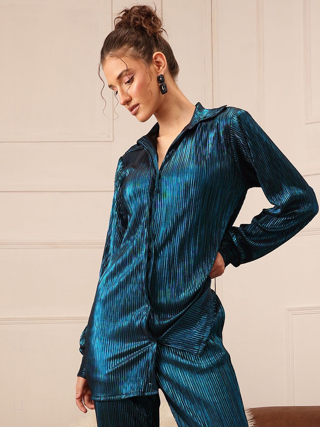 

ATRAENTA Women Opaque Party Shirt, Blue