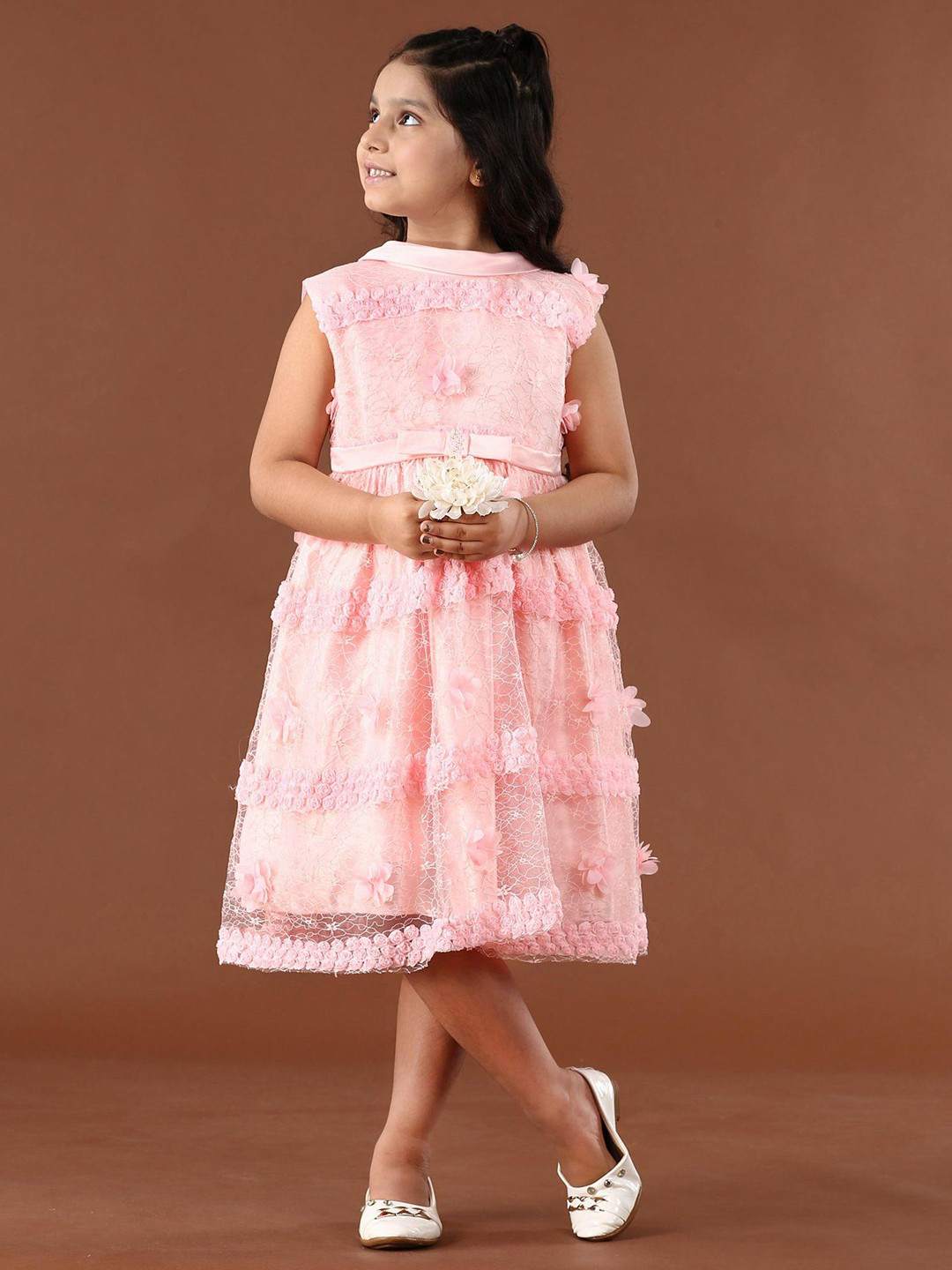 

Mark and Mia Girls Self Design Peplum Dress, Pink