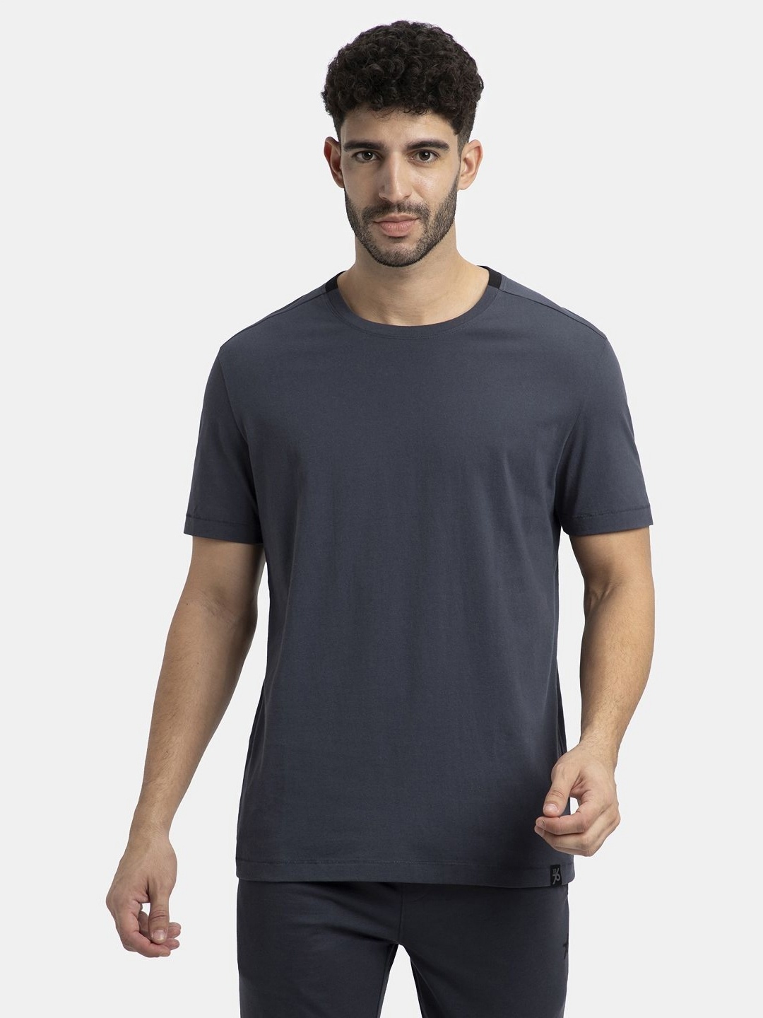 

Jockey Men Solid Round Neck Pure Cotton T-shirt, Grey