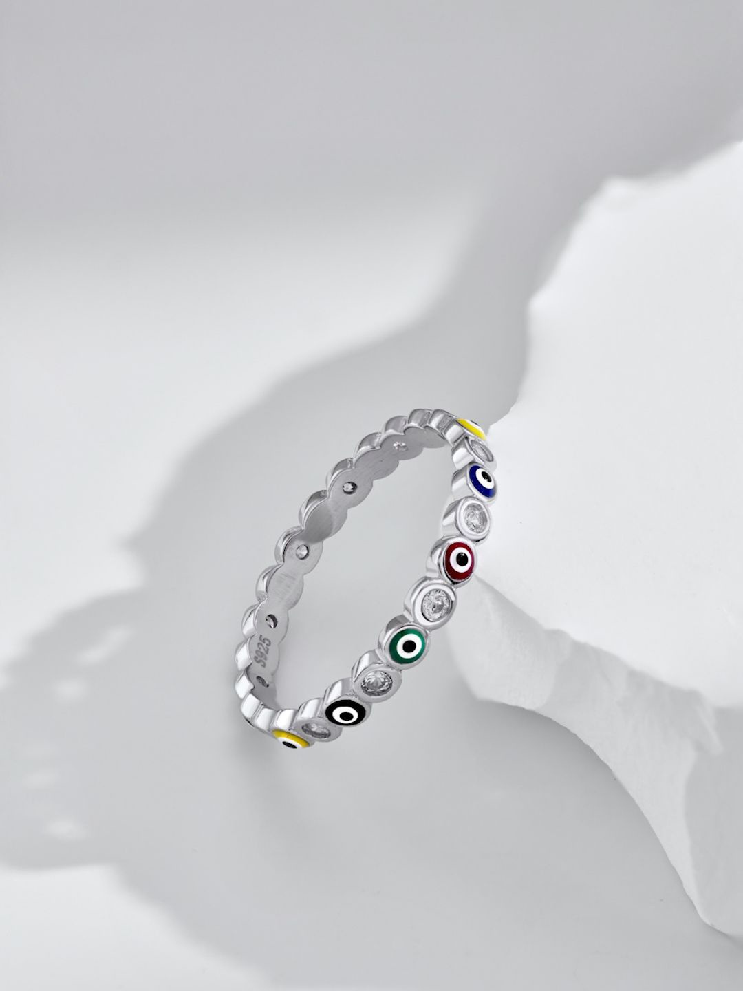 

MISS JO Rhodium-Plated CZ-Studded Finger Ring, Silver