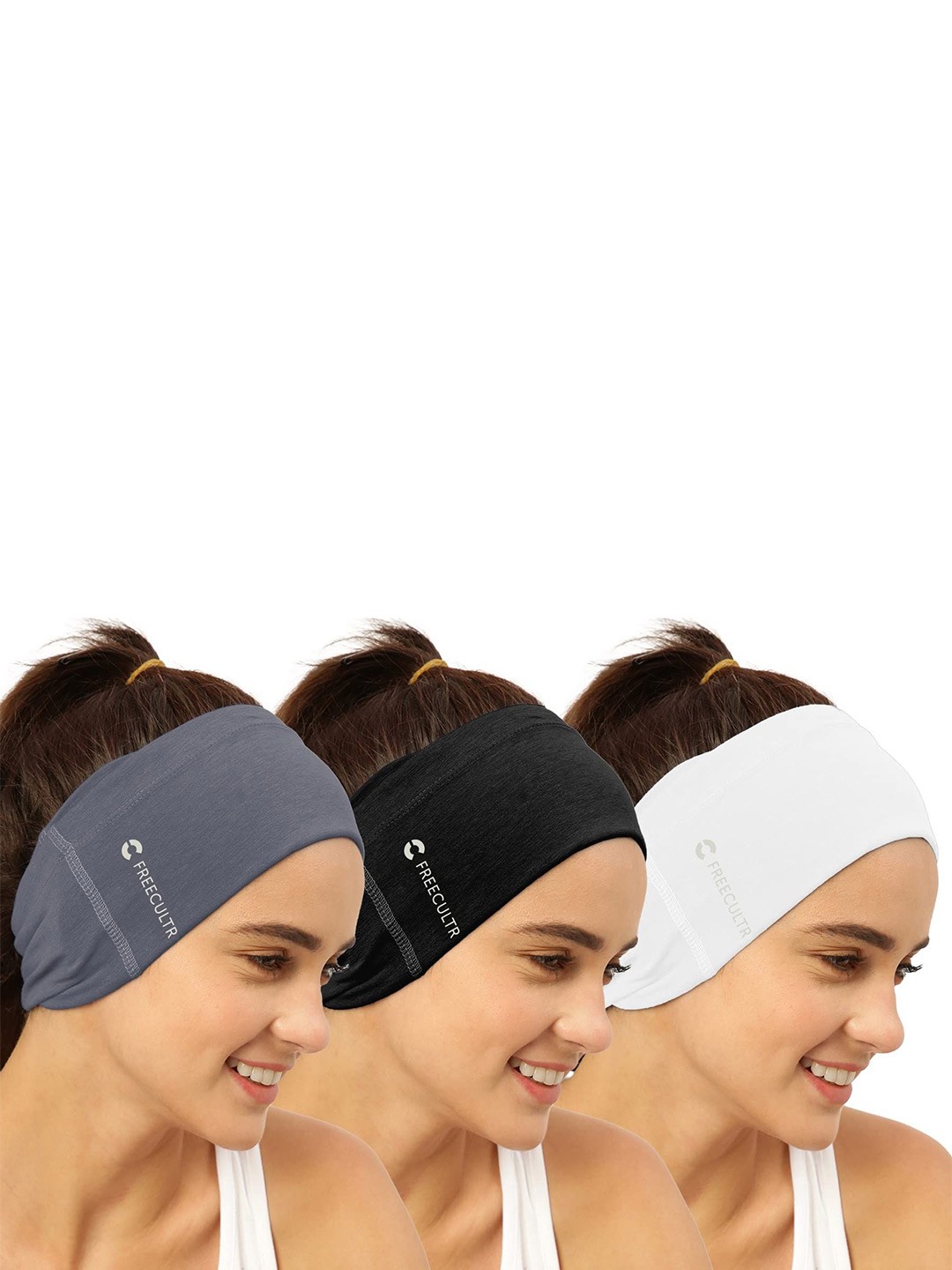 

FREECULTR Unisex Pack Of 3 Printed Anti Microbial Multipurpose Bandana Headband, Black