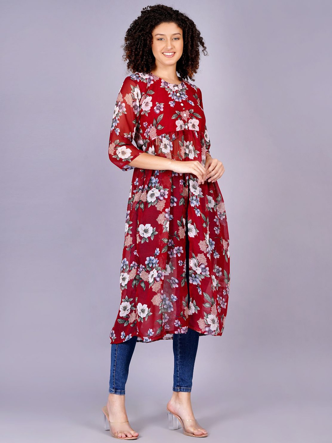 

BAESD Georgette Fit & Flare Dress, Red