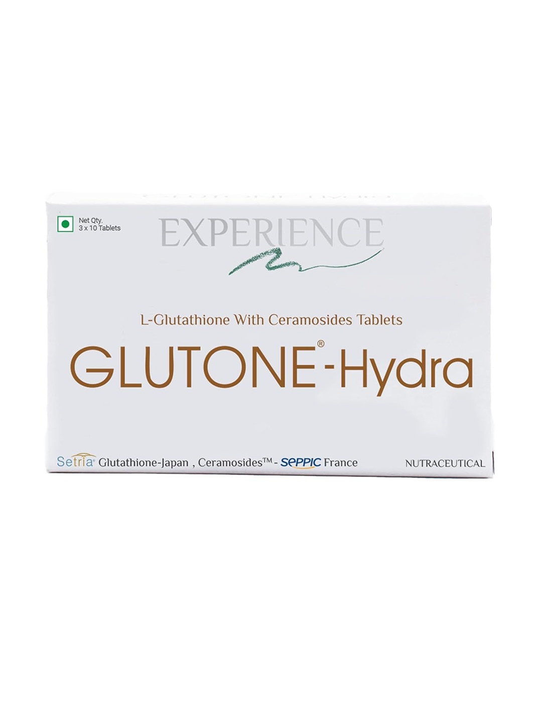 

GLUTONE Hydra L-Glutathione with Setria & Ceramosides Tablets - 30 Tablets, White