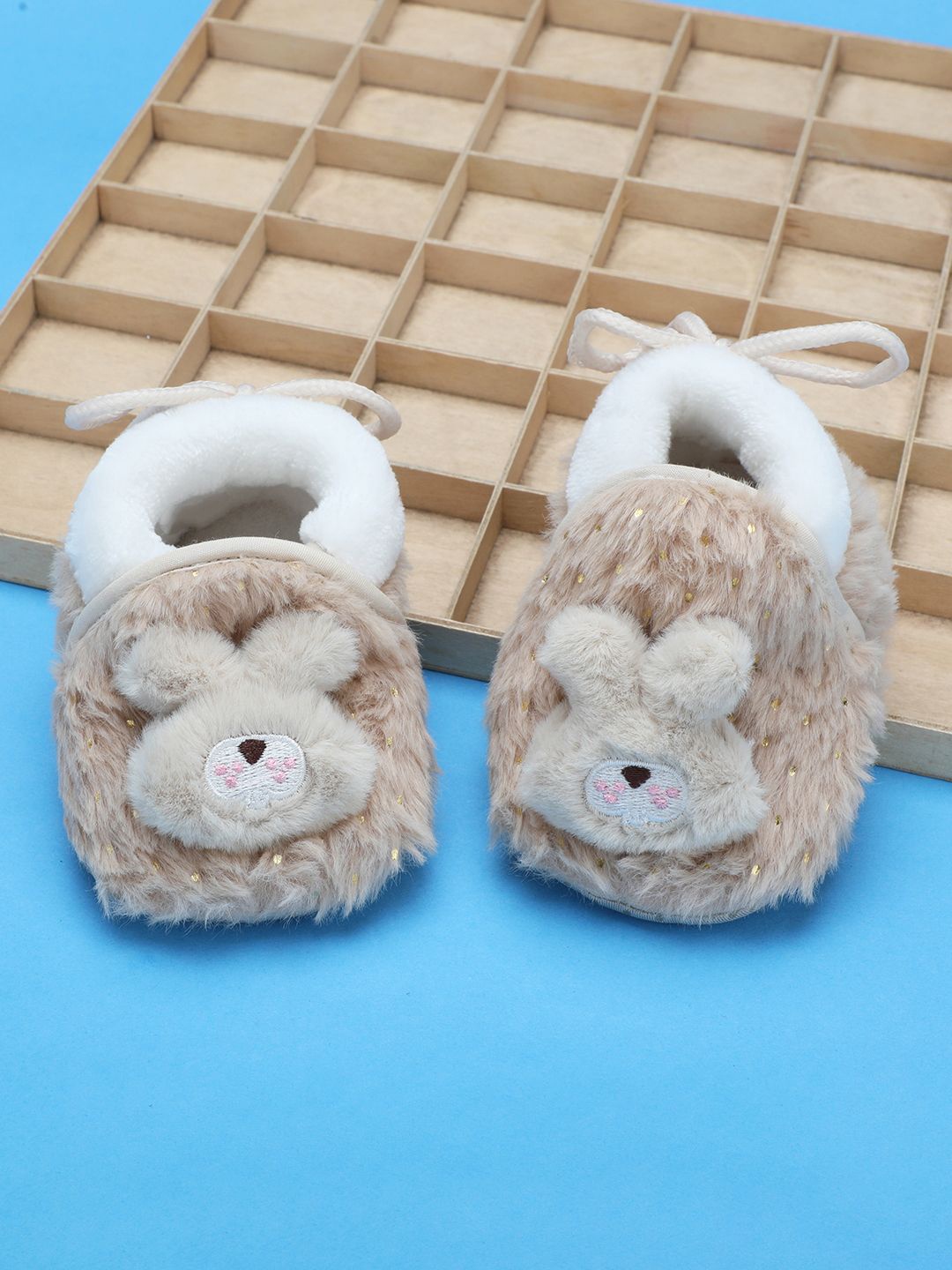 

Baby Moo Boys Cotton Slip-On Anti-Skid Plush Warm Booties, Brown