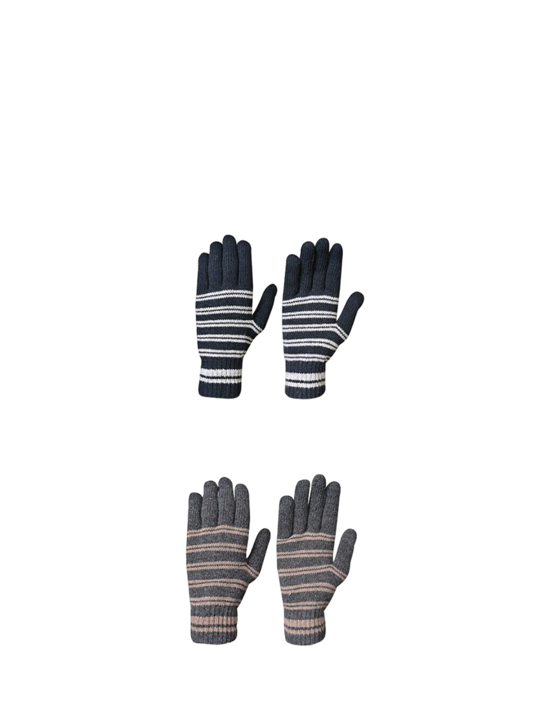 

LOOM LEGACY Men Striped Acrylic Winter Gloves, Black
