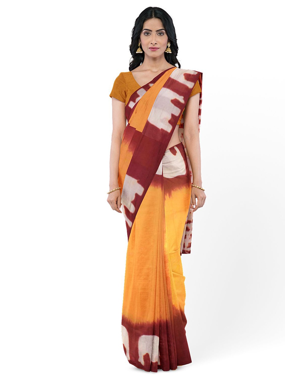 

Avishya Abstract Printed Pure Cotton Saree, Yellow