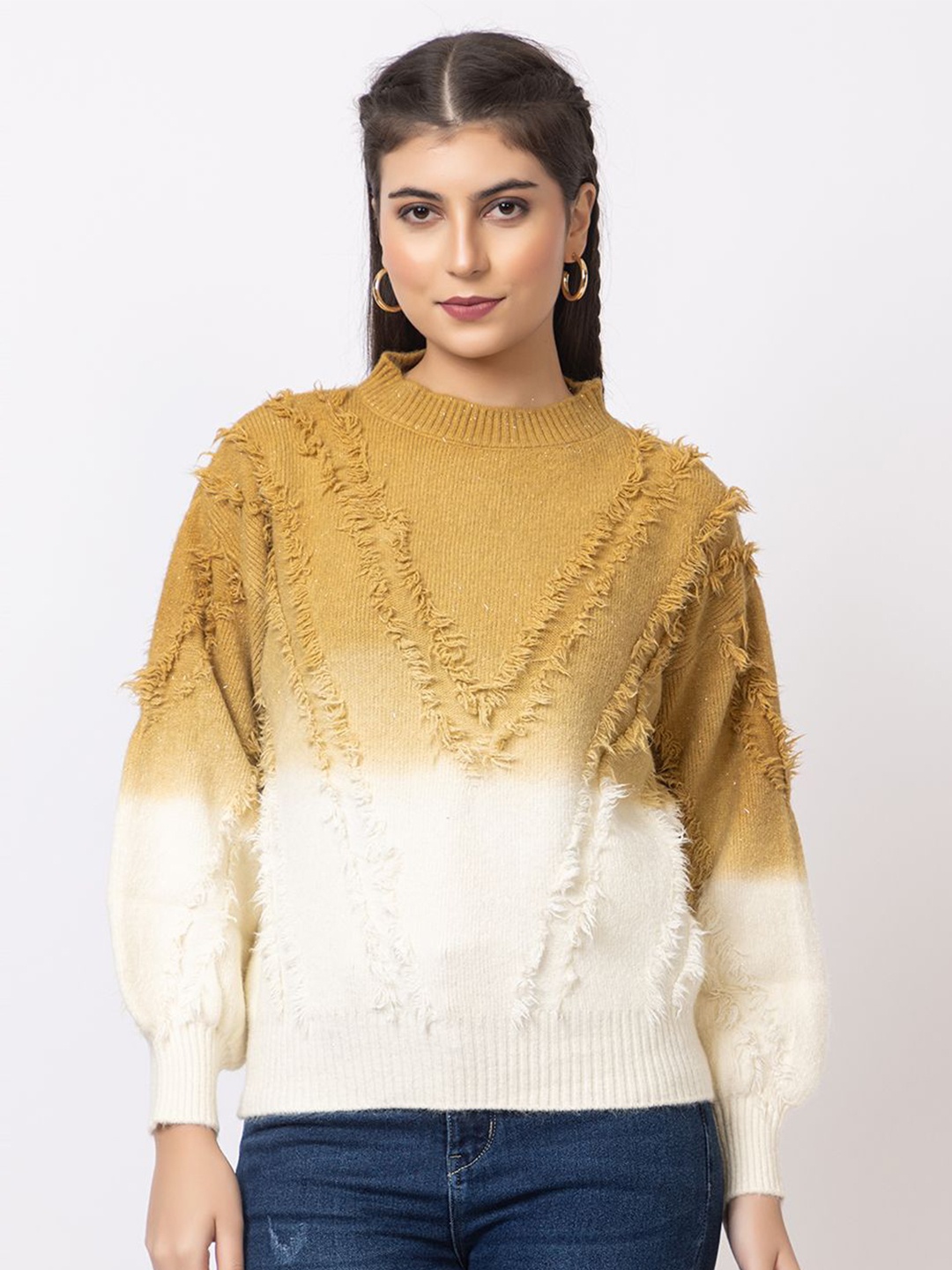 

GFO Women Round Neck Woollen Pullover Sweaters, Mustard