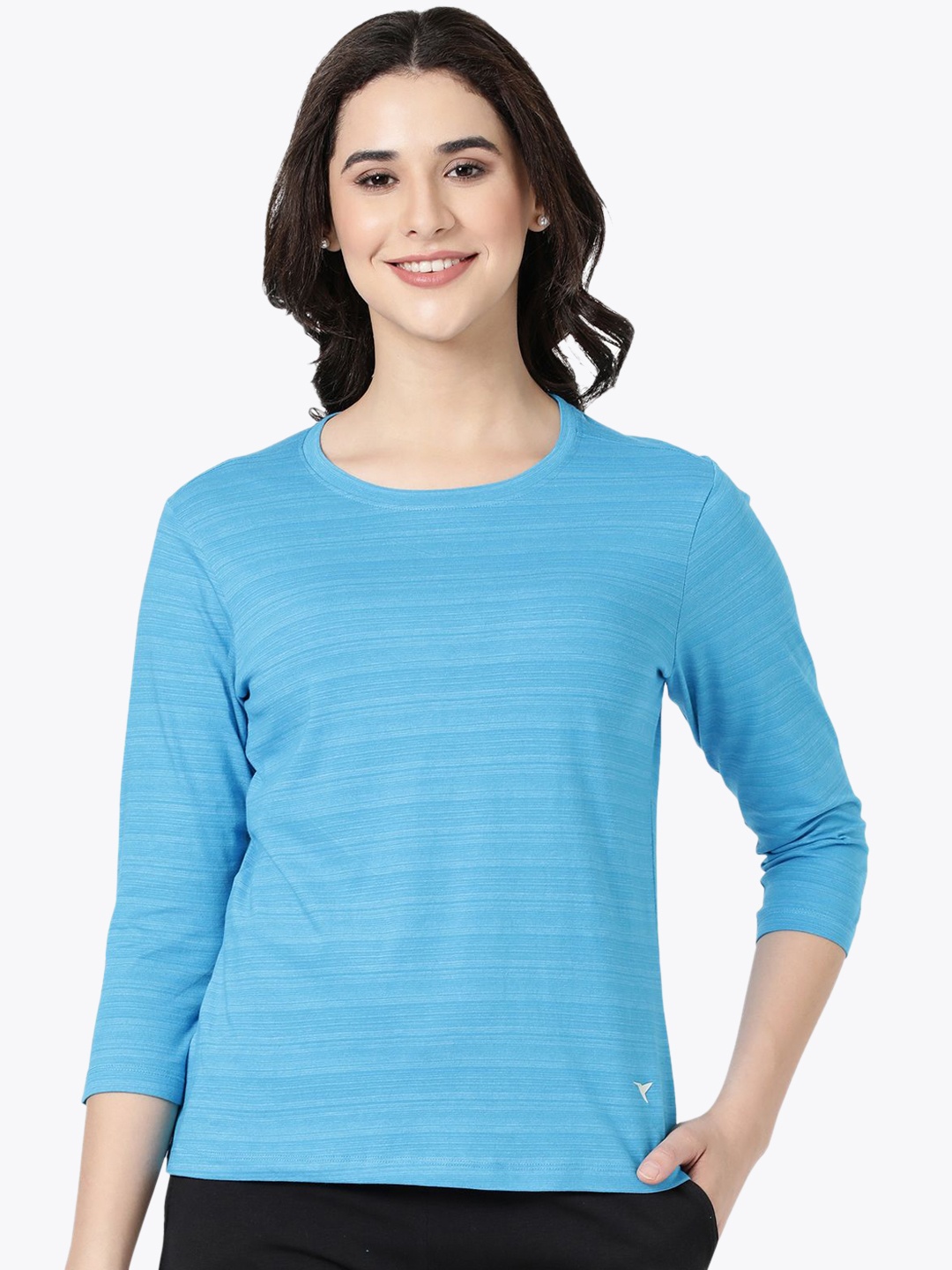 

BLOSSOM Women's Striped Round Neck Lounge T-Shirt, Blue