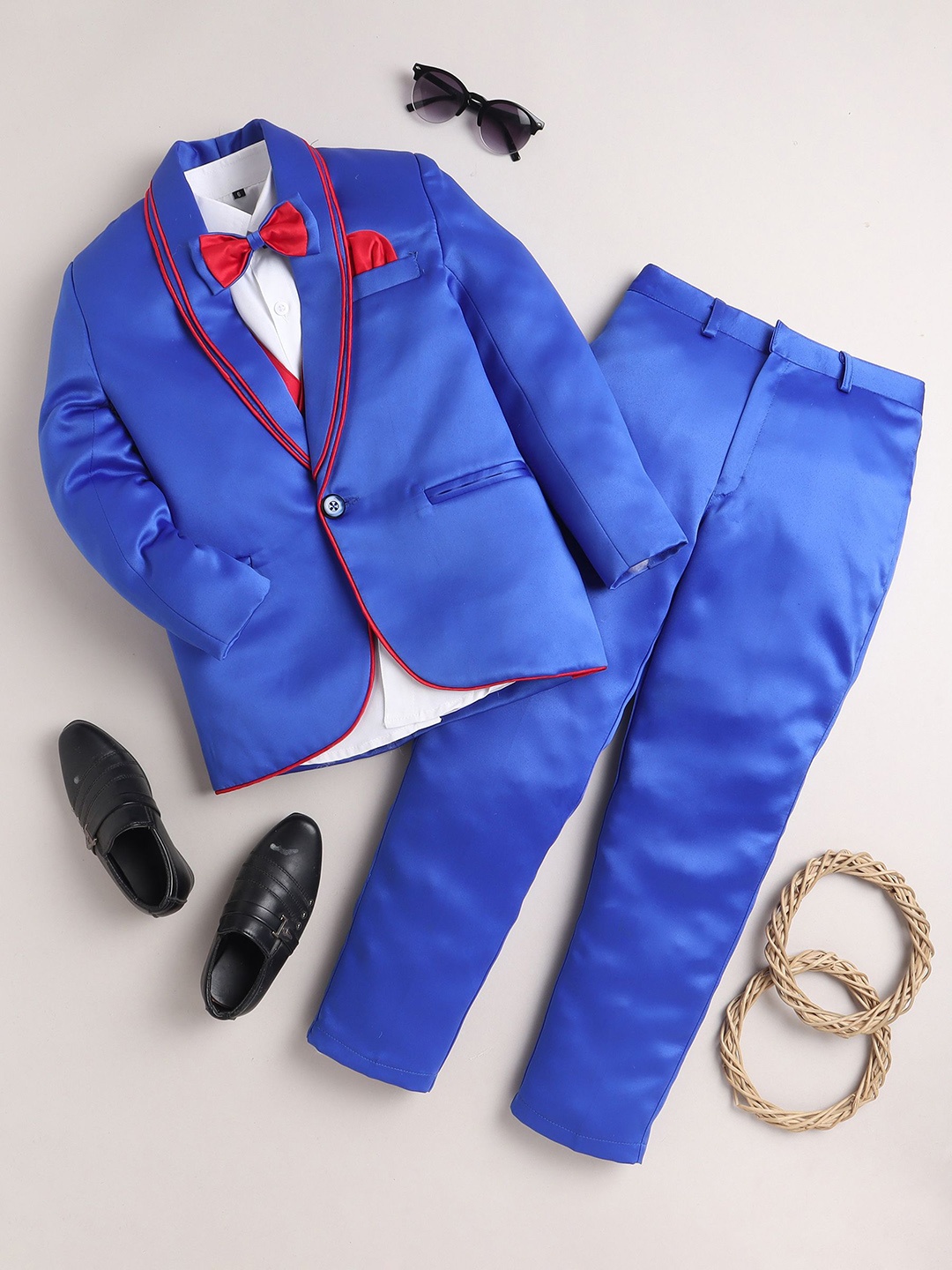

Jeetethnics Boys Single Breasted Four Piece Suits, Blue