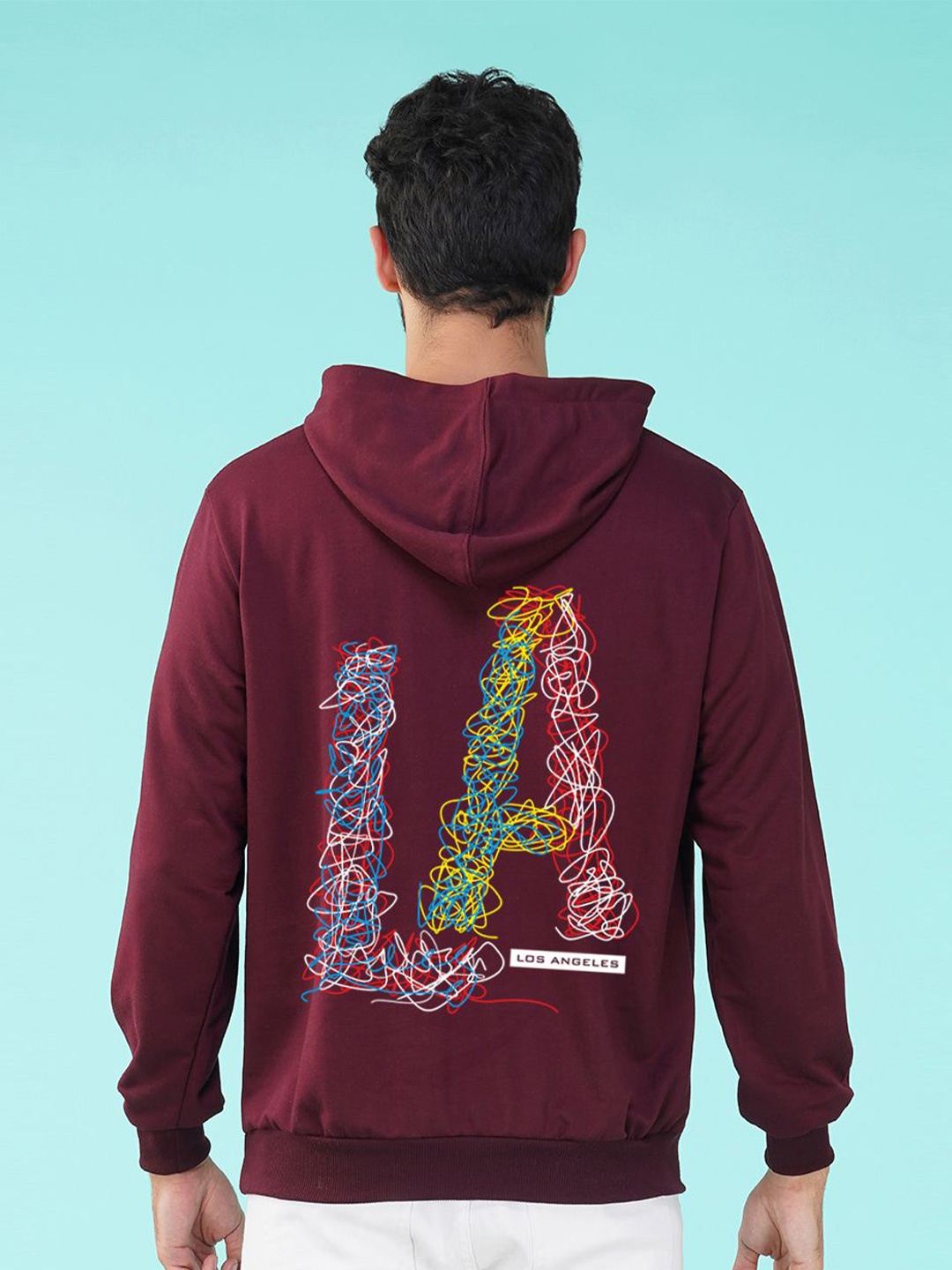 

NUSYL Men Printed Hooded Sweatshirt, Maroon