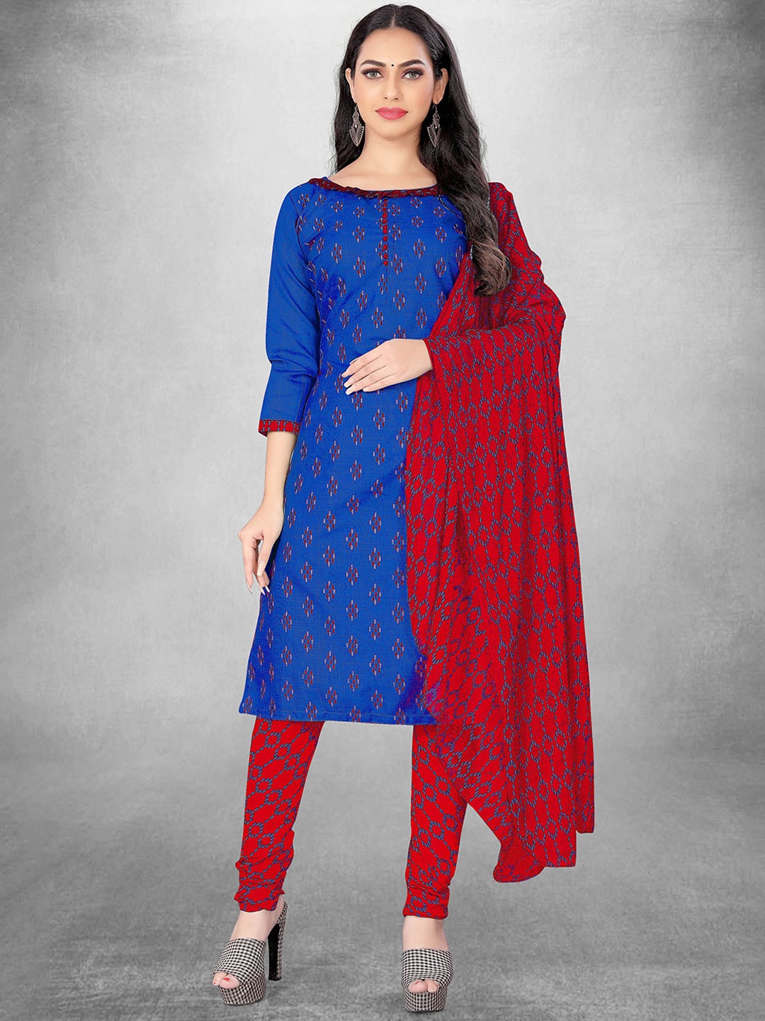 

Maroosh Ethnic Motifs Printed Unstitched Dress Material, Blue