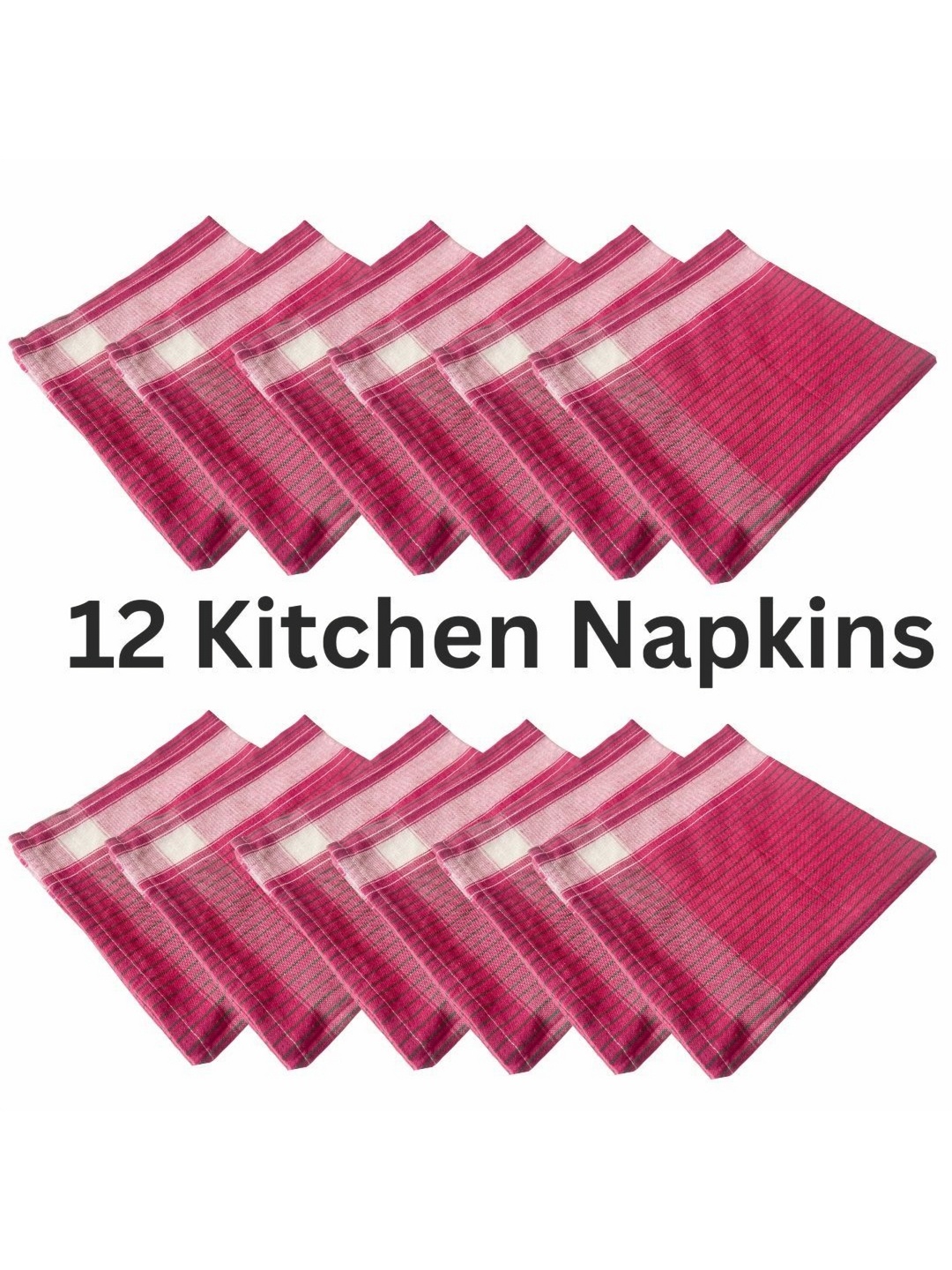 

Lushomes 12Pcs Red & White Striped Pure Cotton Kitchen Napkins