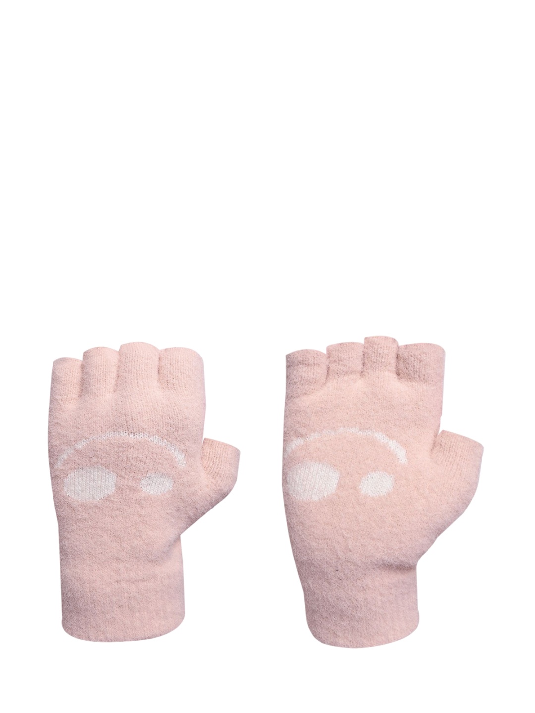 

LOOM LEGACY Women Acrylic Fingerless Gloves, Pink