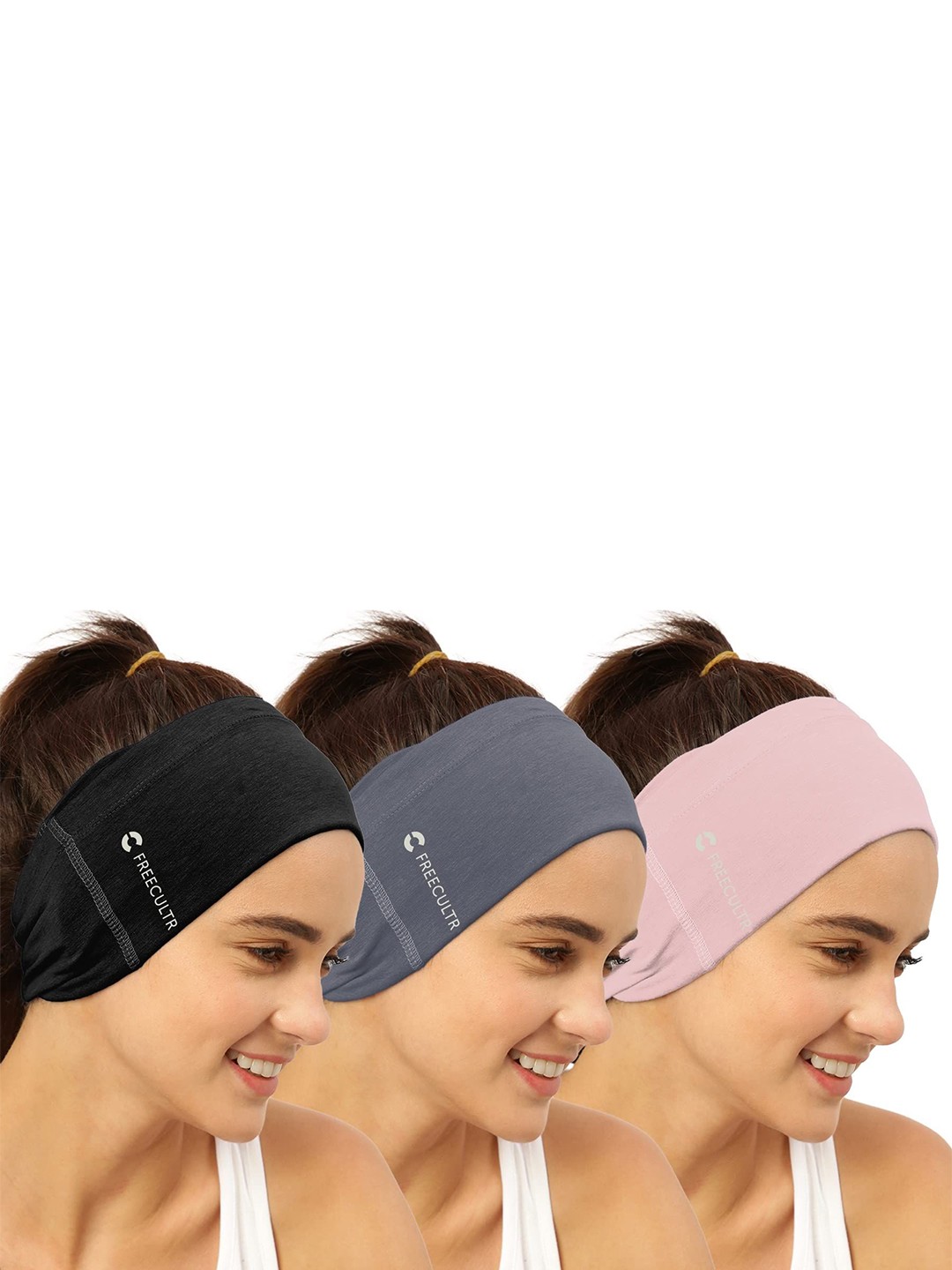 

FREECULTRAdults Pack Of 3 Bandana Headband, Grey