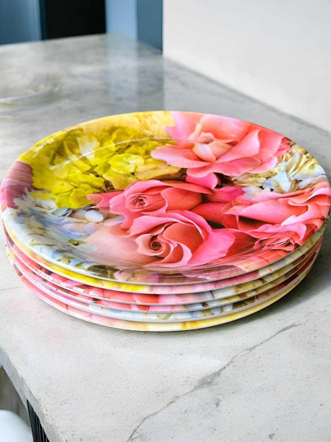 

Gallery99 Pink & White 6 Pieces Floral Printed Melamine Plates
