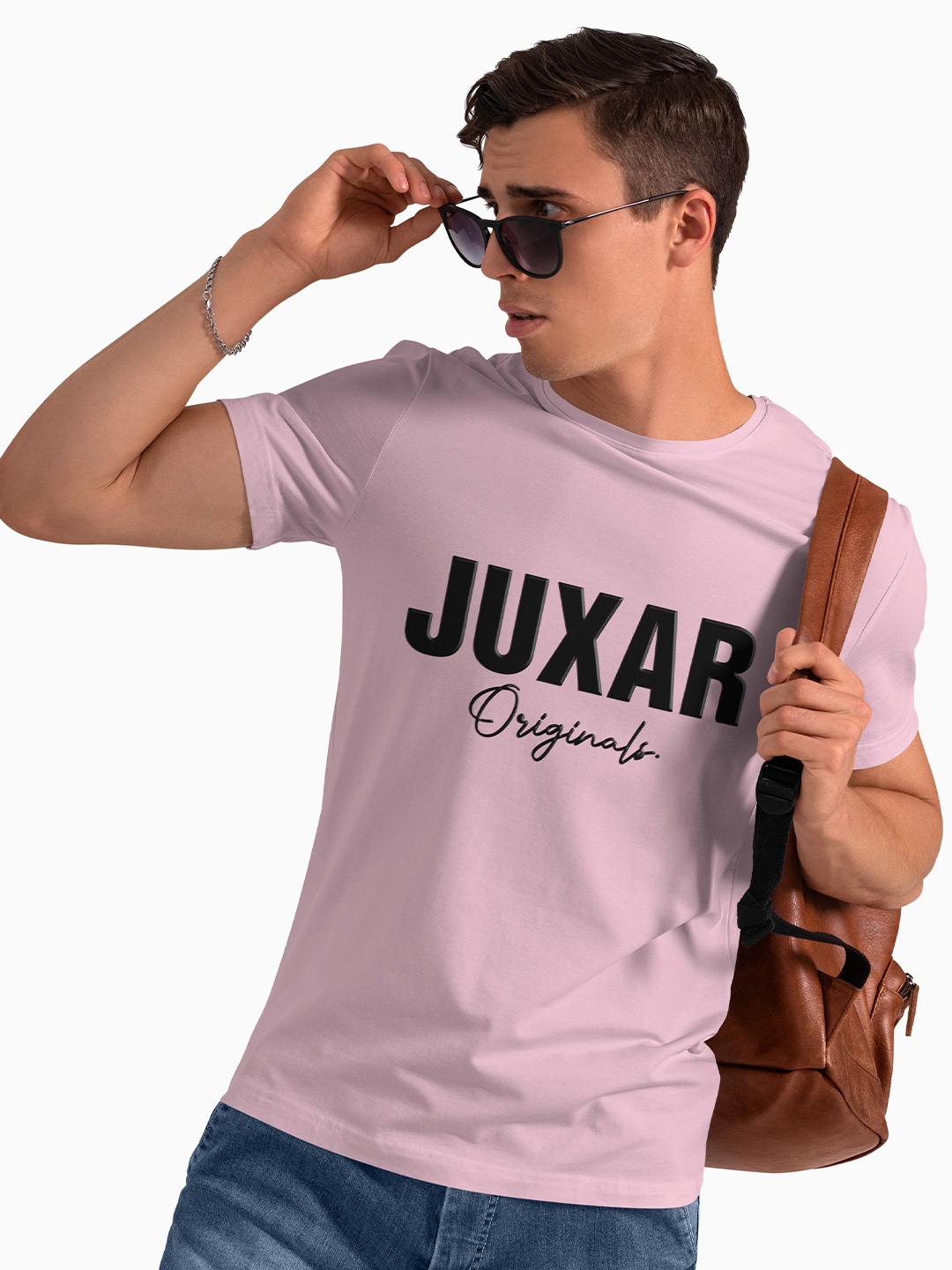 

Juxar Men Typography Printed Round Neck Cotton T-shirt, Pink