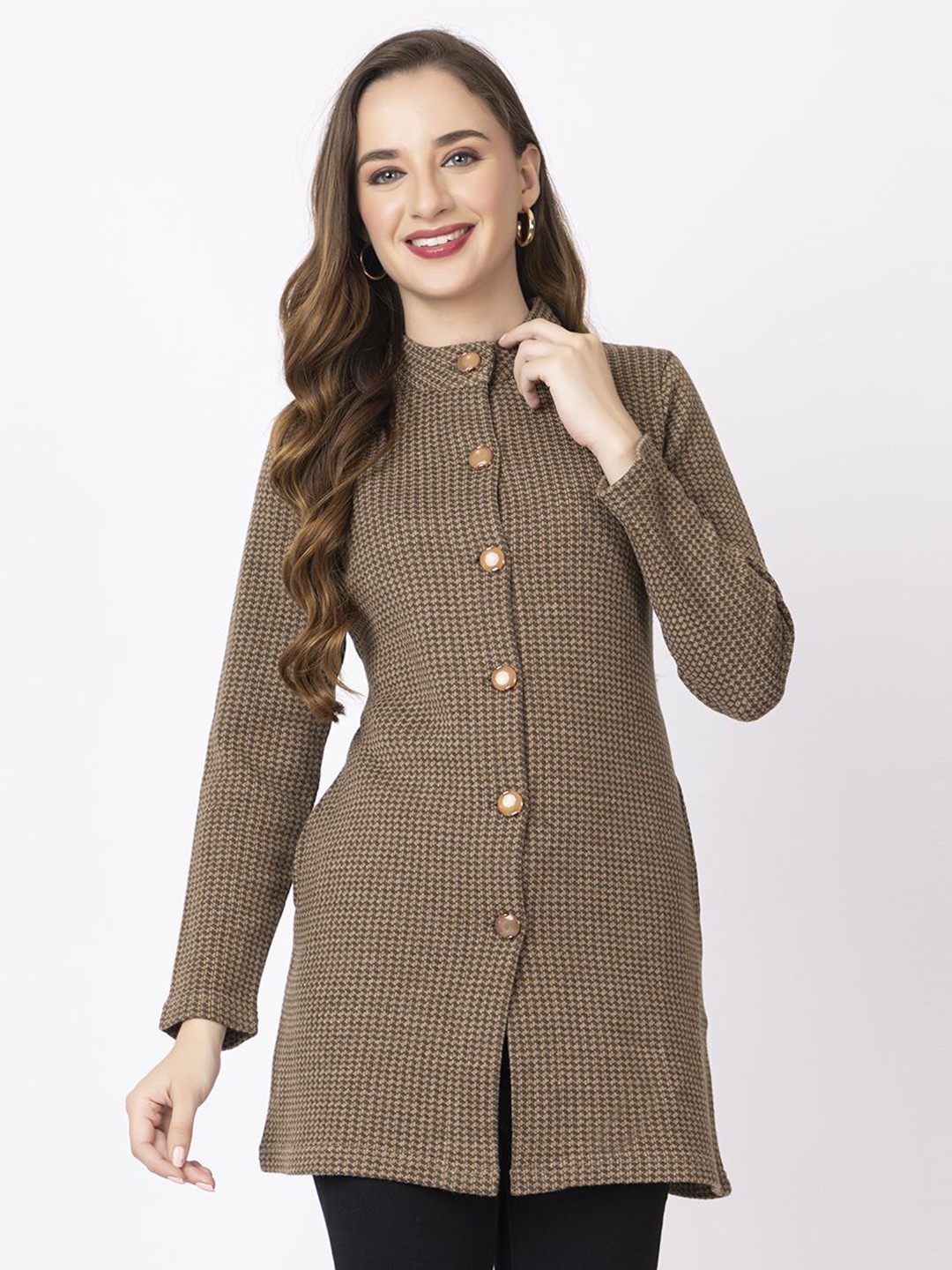

KEIKO Women Acrylic Longline Cardigan Sweaters, Coffee brown