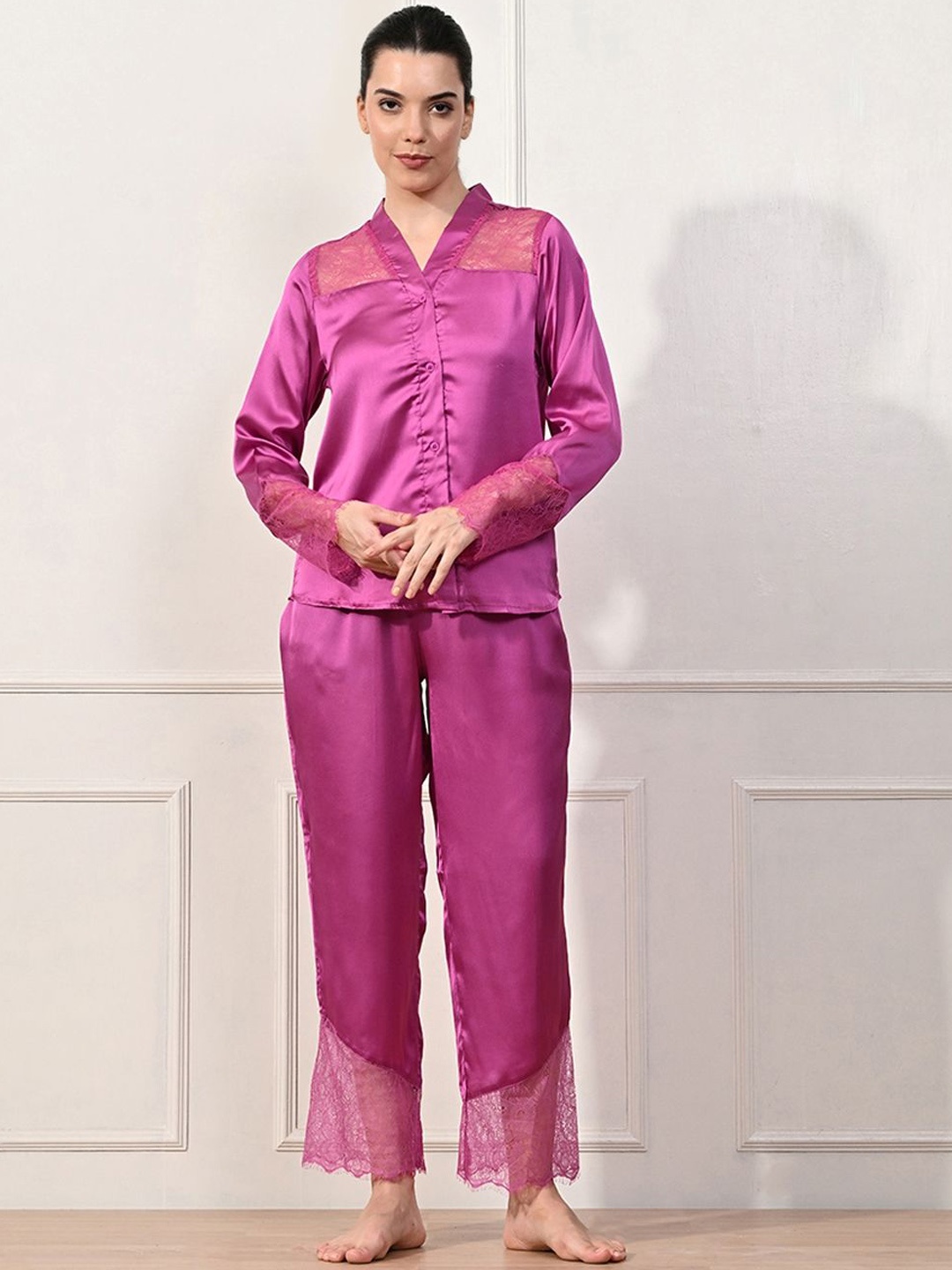 

PRETTY LOVING THING Women Solid Night suit, Purple