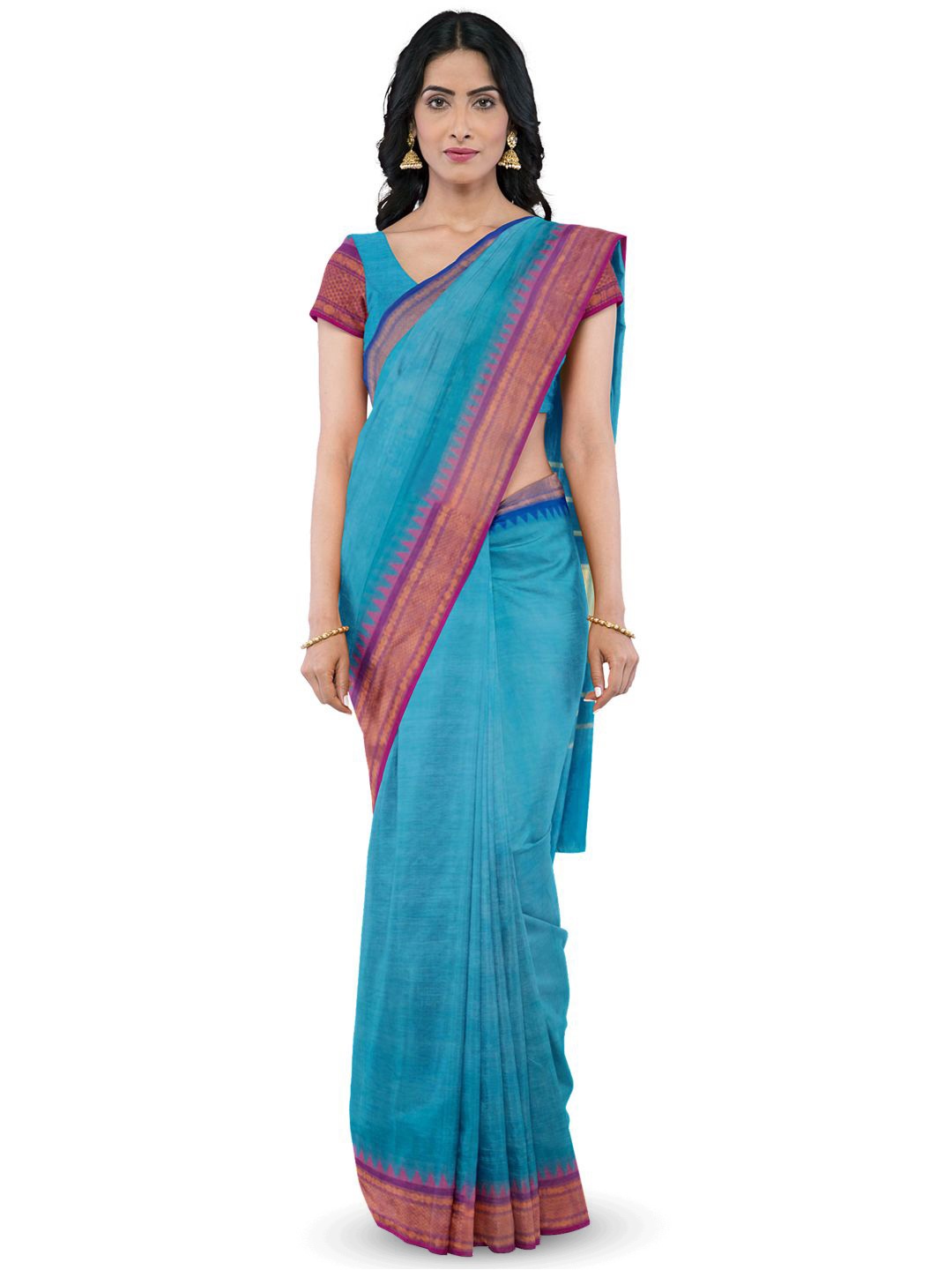 

Avishya Pure Cotton Zari Kanjeevaram Saree, Blue