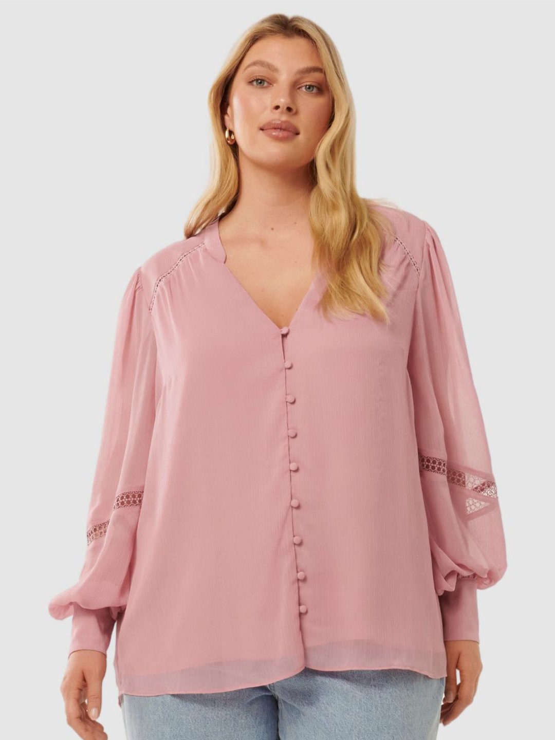 

Forever New Puff Sleeve Blouson Top, Pink