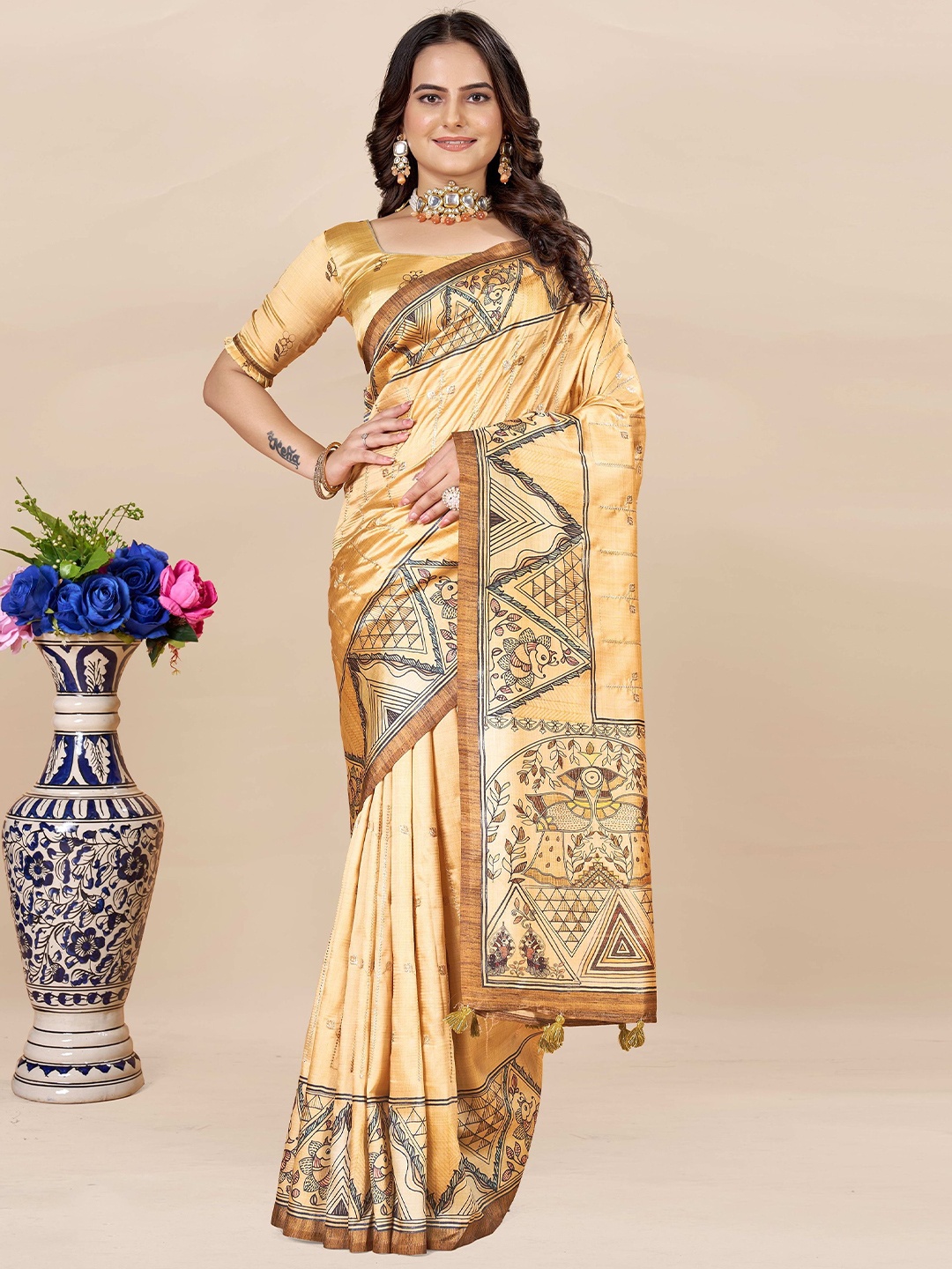 

ETHNIC TODAY Ethnic Motifs Saree, Mustard