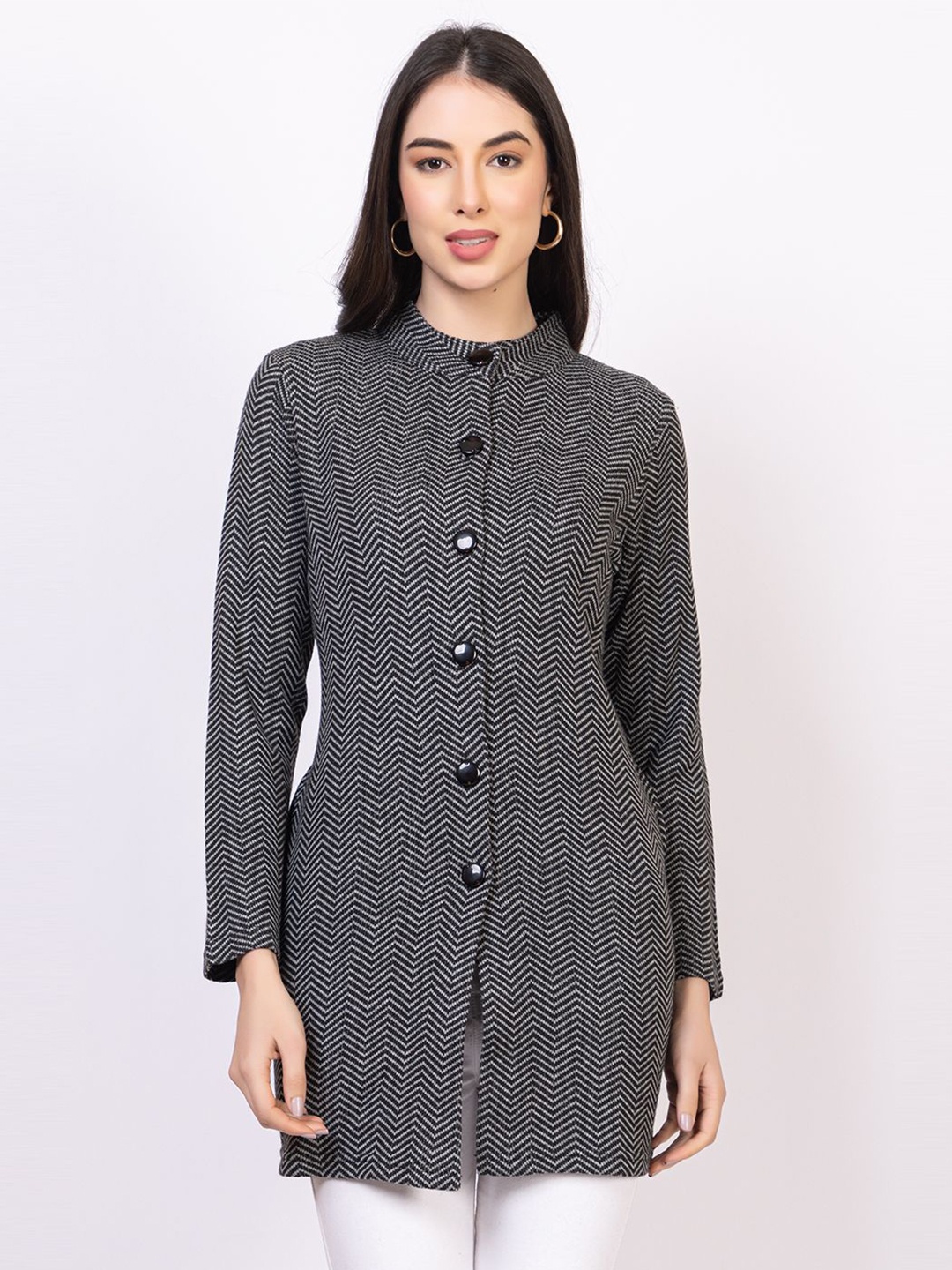 

KEIKO Women Self Design Cardigan, Grey