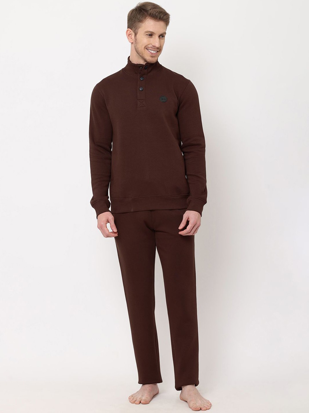 

Sweet Dreams Men Mock Collar Tracksuits, Brown