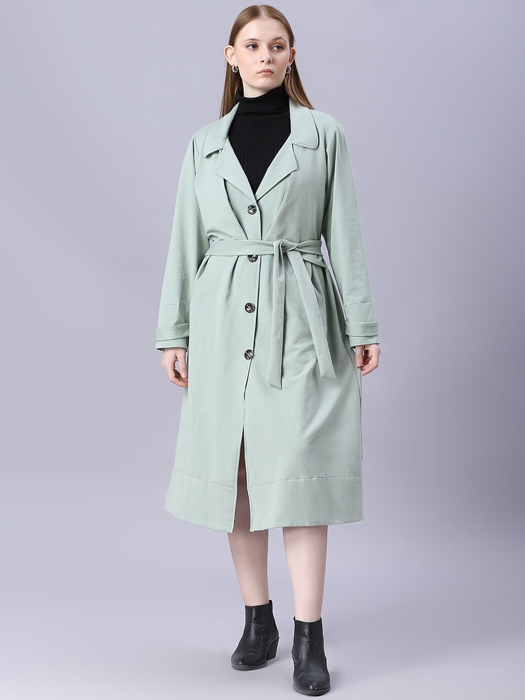 

Autumn Hues Women Lapel Collar Solid Casual Tailored Jacket, Green