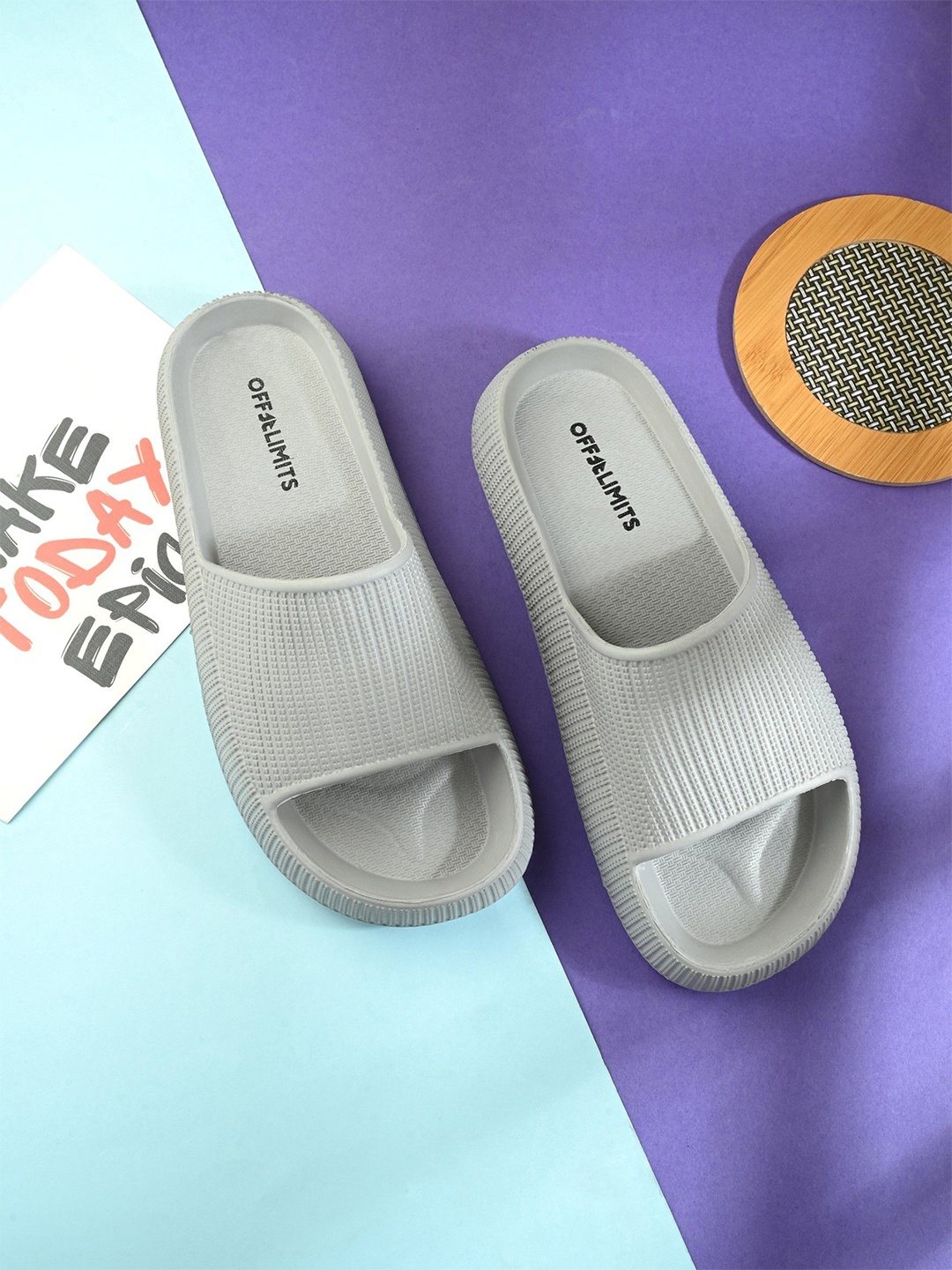 

OFF LIMITS Men Rubber Sliders, Grey