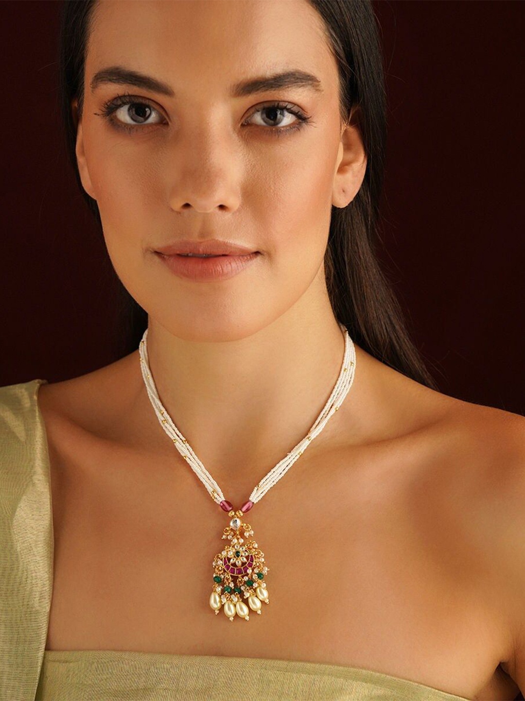 

JAYPORE Gold-Plated Kundan Studded Necklace