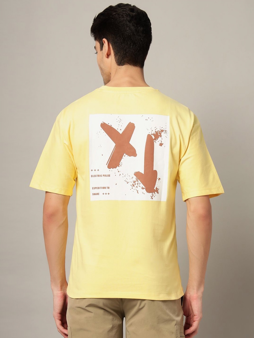 

AECK Men Typography Printed Round Neck Cotton T-shirt, Yellow