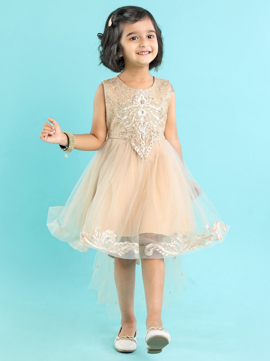 

Mark & Mia Girls Embroidered Fit & Flare Dress, Beige