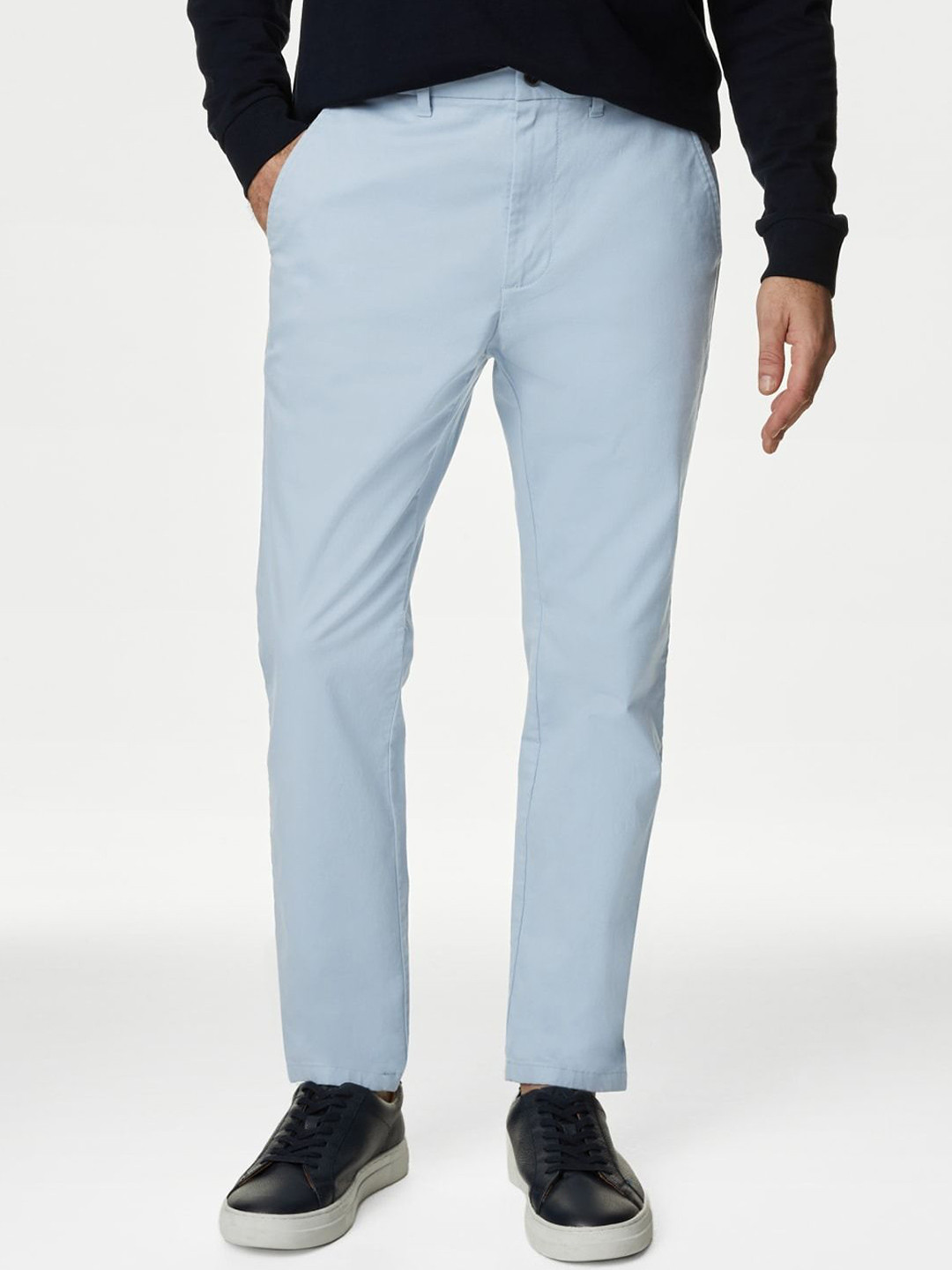 

Marks & Spencer Men Slim Fit High-Rise Trousers, Blue