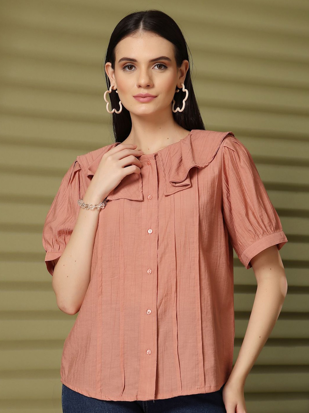 

plusS Solid Shirt Style Top, Pink